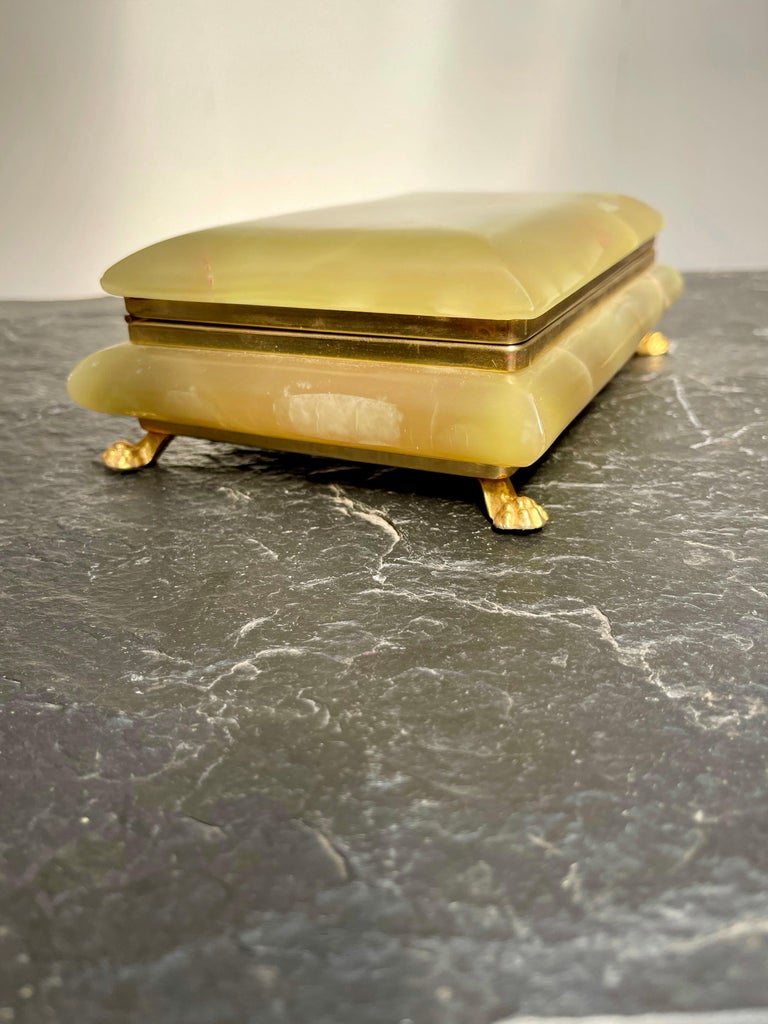 Mid Twentieth Century Beautiful Green Onyx Marble and Brass Jewelry