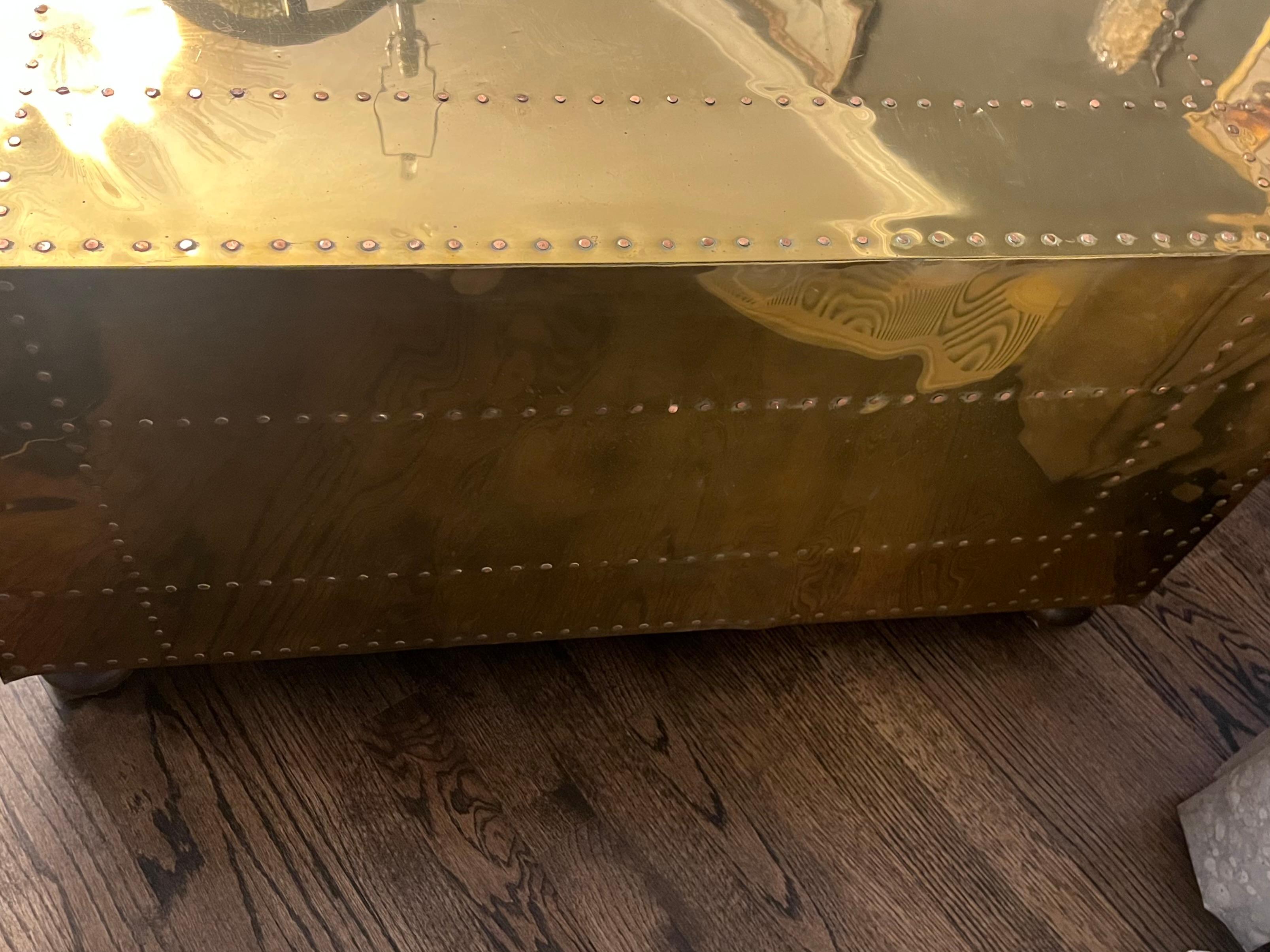 20th Century Mid-Twentieth Century brass 2-drawer chest or coffee table by Sarried Ltd.