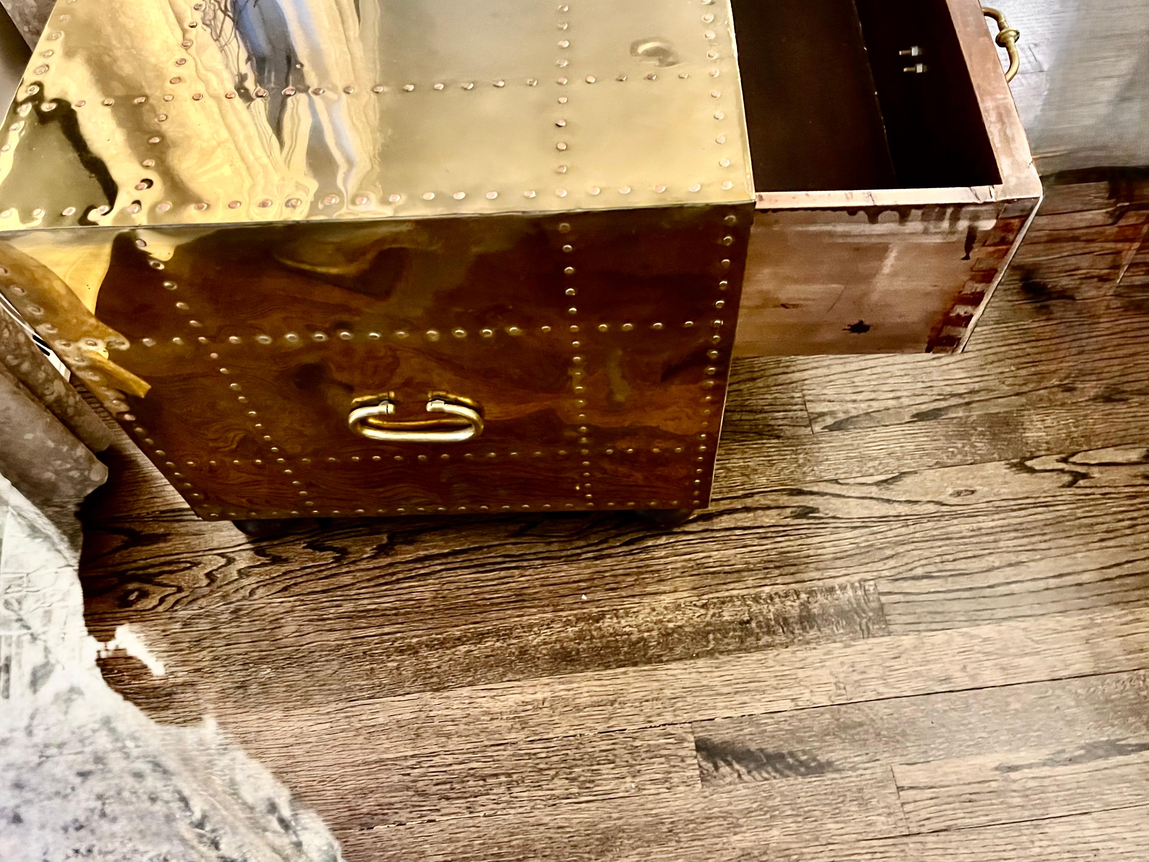 Mid-Twentieth Century brass 2-drawer chest or coffee table by Sarried Ltd. 1