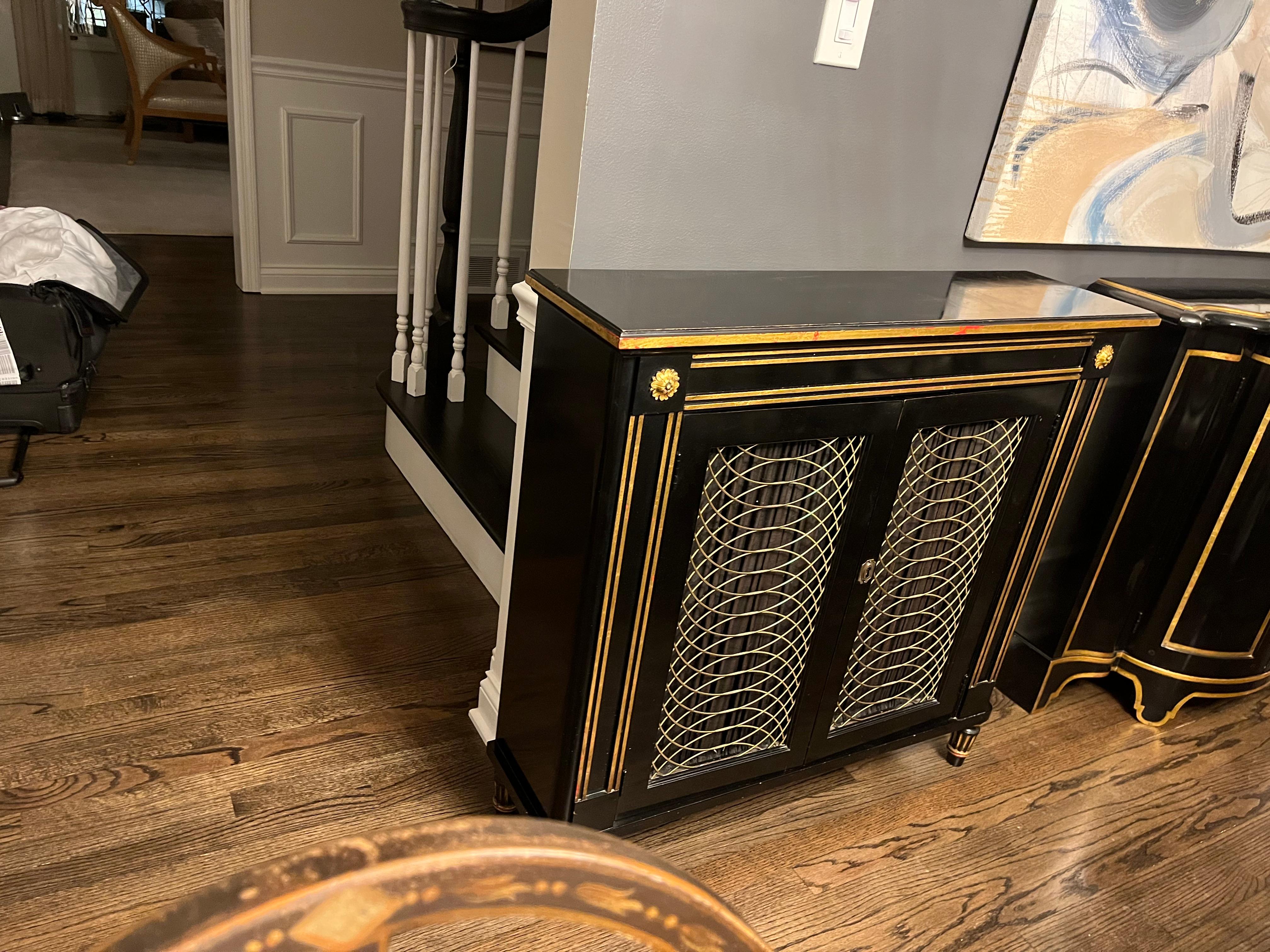 20th Century Mid Twentieth Century French Style Ebonized Cabinet with Gilt Accents