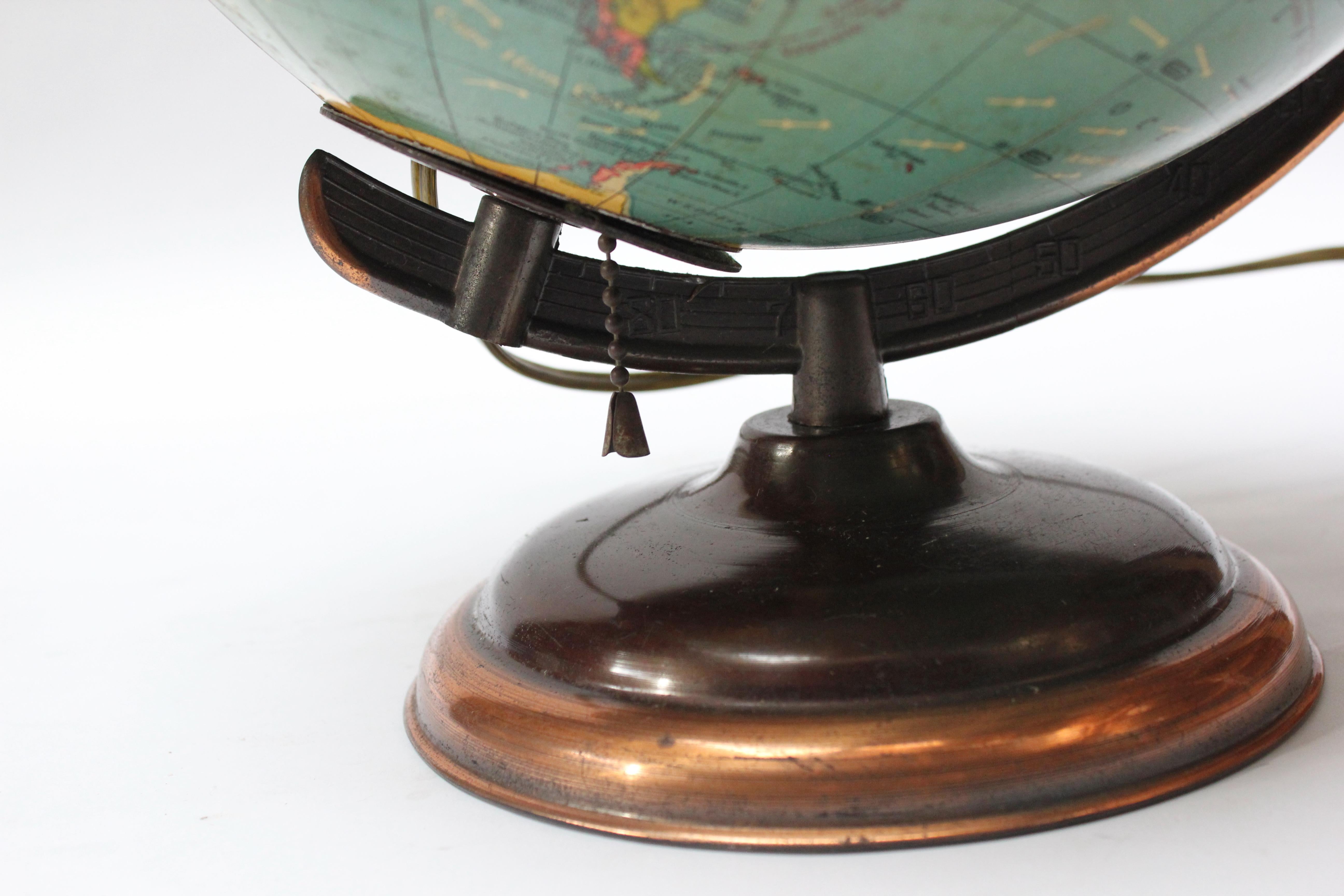 Mid-Twentieth Century Illuminated Terrestrial Glass Globe by George F. Cram For Sale 9