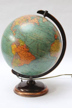 Mid-Twentieth Century Illuminated Terrestrial Glass Globe by George F. Cram