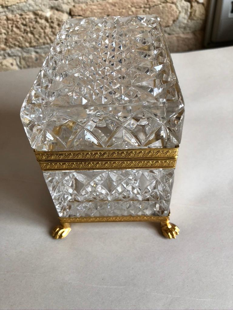 Hollywood Regency Mid-20th Century Italian Cut Crystal Dresser Box