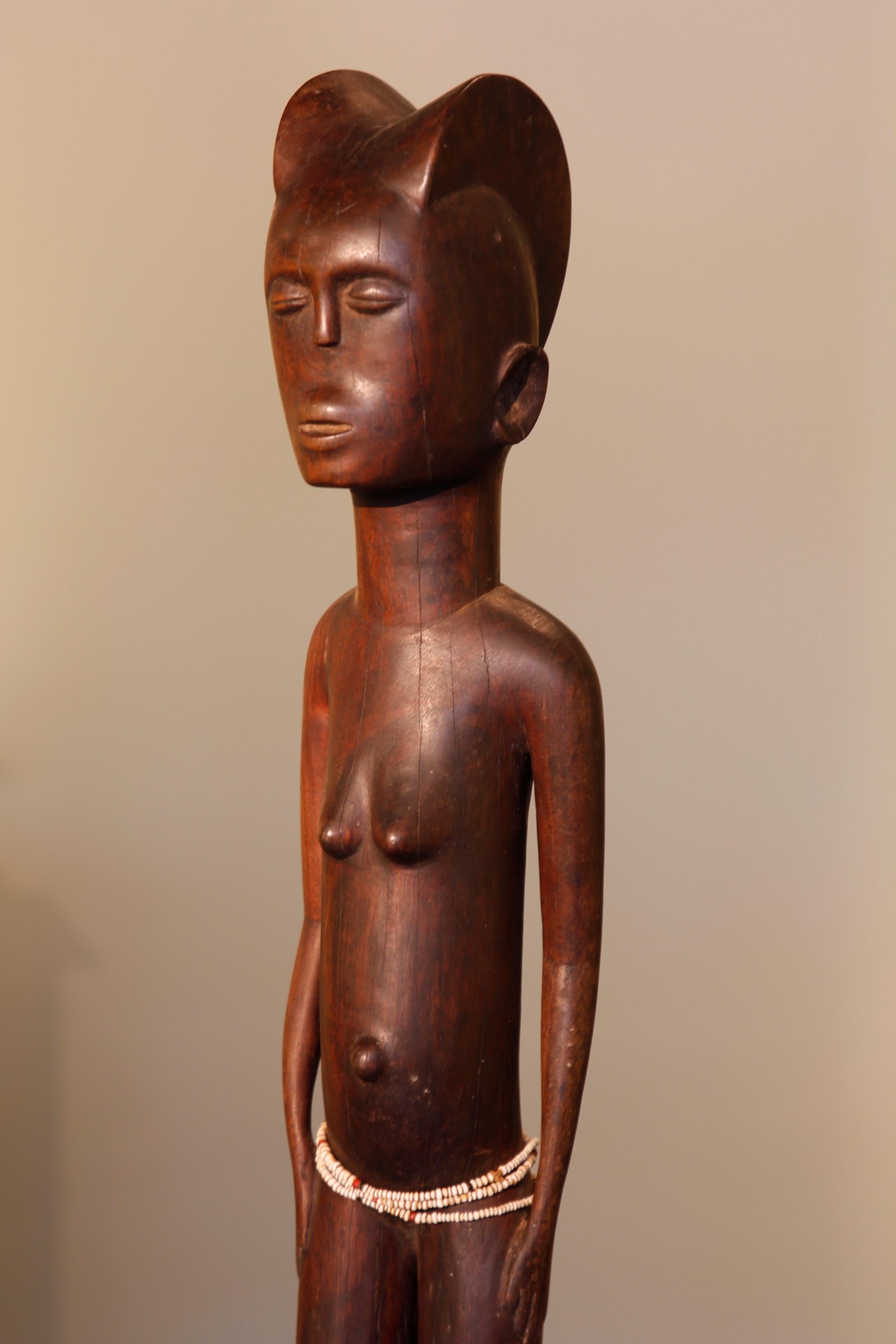 Mid-Twentieth Century Tall Female Figure With Bead Decoration For Sale 8