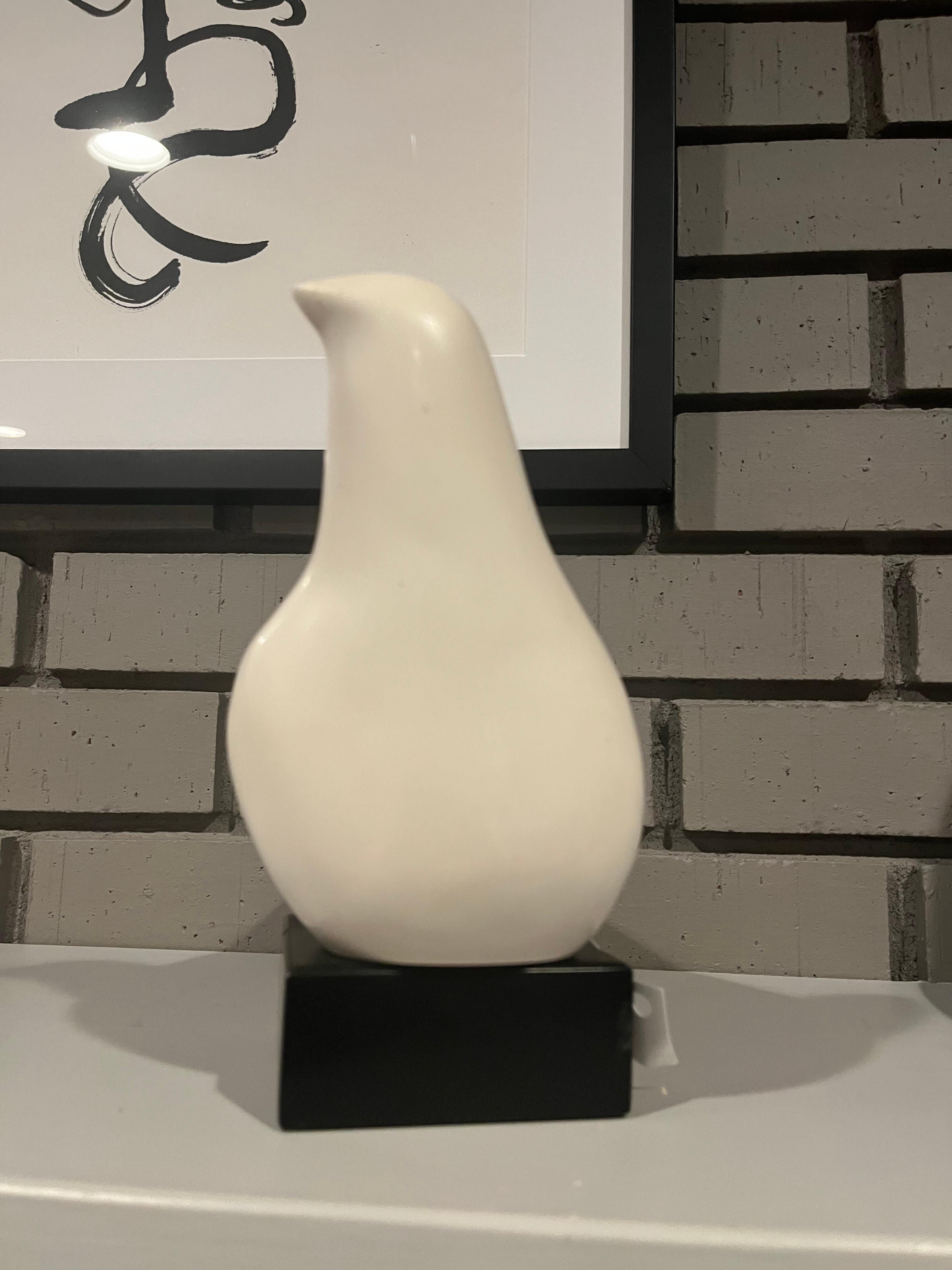 American Mid Twentieth Century White Stone Bird Sculpture by Cleo Hartwig For Sale