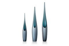 Mid Vase Grey & Peacock Green Murano's Glass "Pinnacolo" by L. Gaspari, Salviati