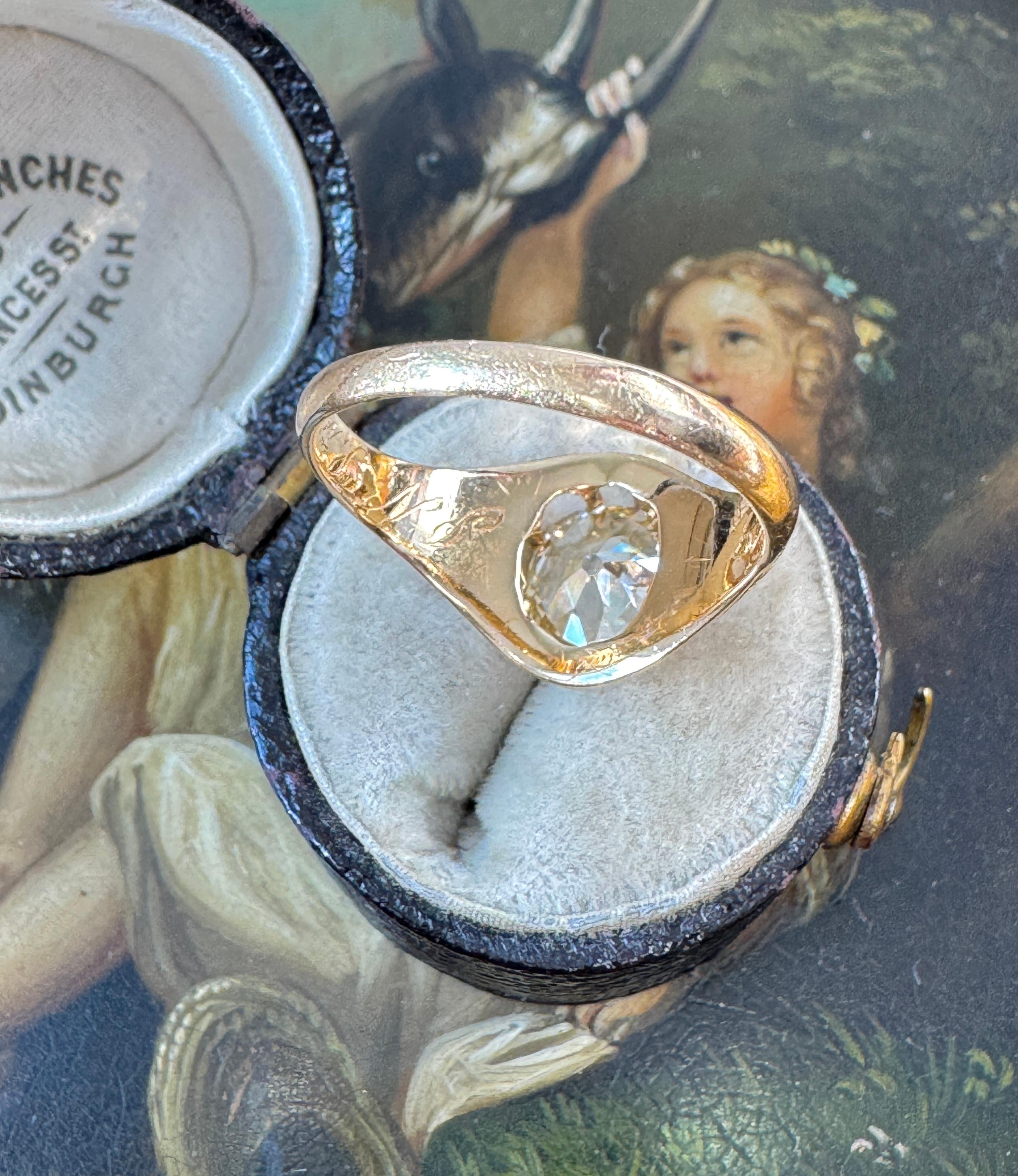 Mid-Victorian 1,15 Karat Diamant-Gürtelring mit alteuropäischem Minenschliff im Zustand „Gut“ in Hummelstown, PA