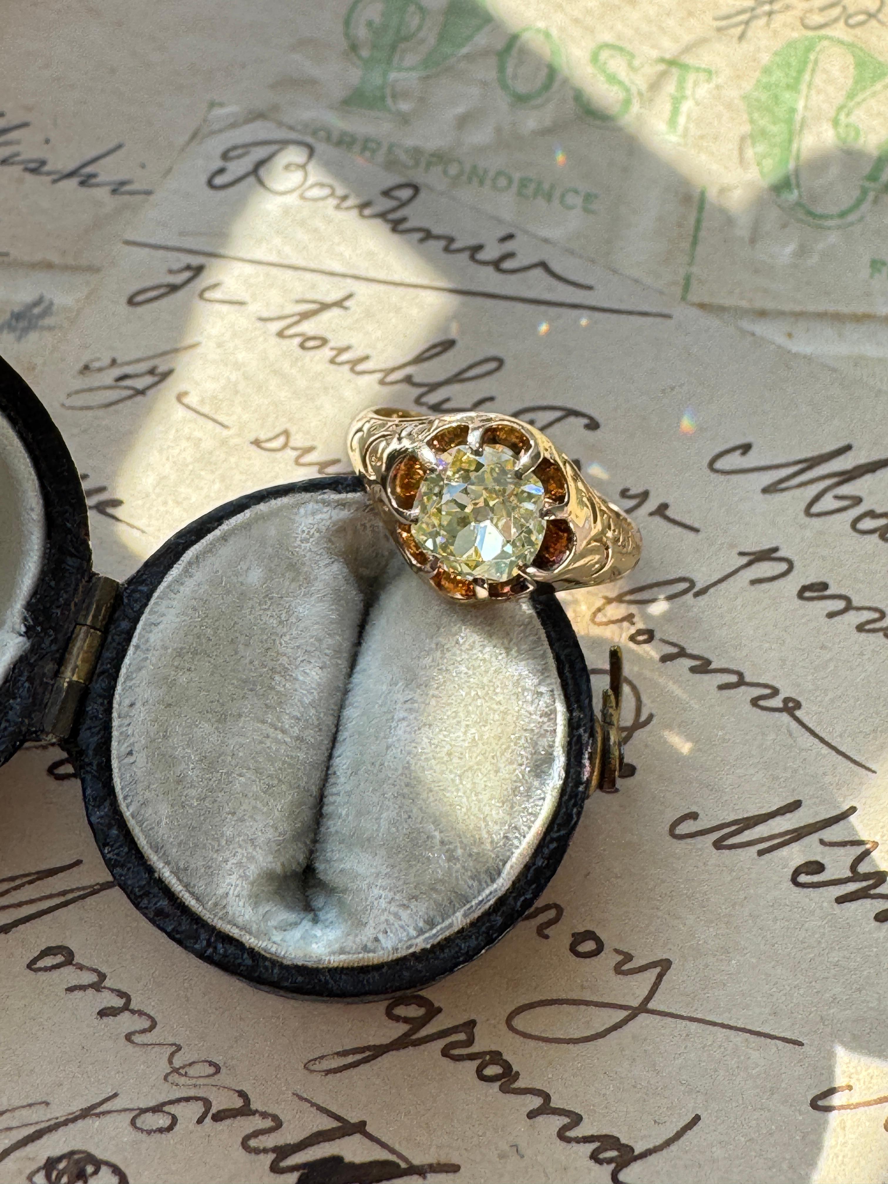 Mid-Victorian 1,15 Karat Diamant-Gürtelring mit alteuropäischem Minenschliff für Damen oder Herren