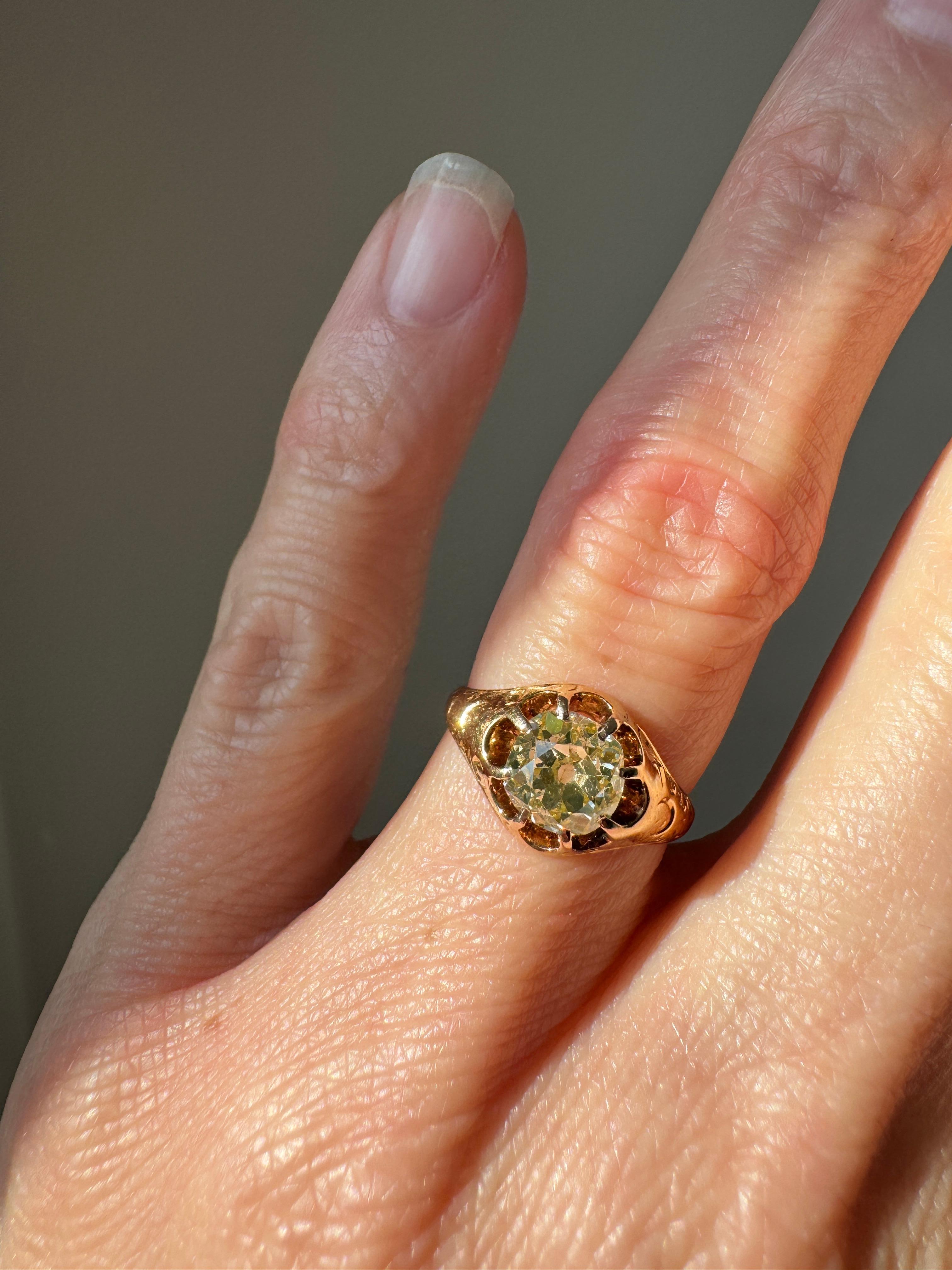 Mid-Victorian 1,15 Karat Diamant-Gürtelring mit alteuropäischem Minenschliff 2