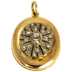 Mid-Victorian 15 Karat Gold Diamond Encrusted Oval Locket Mid-Victorian 15 Karat Gold Diamond Encrusted Oval Locket