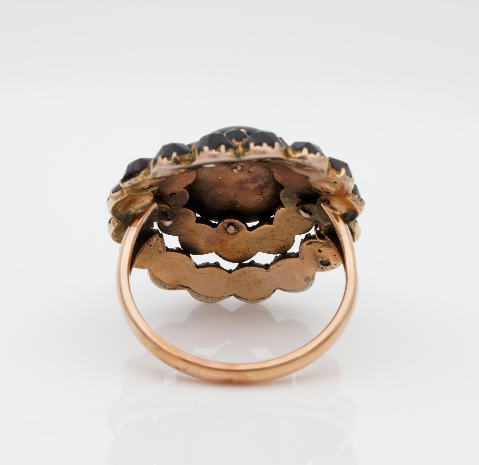 Mid Victorian 6.3 Carat Bohemian Garnet Plus 17 Carat Solid Gold Antique Ring For Sale 1