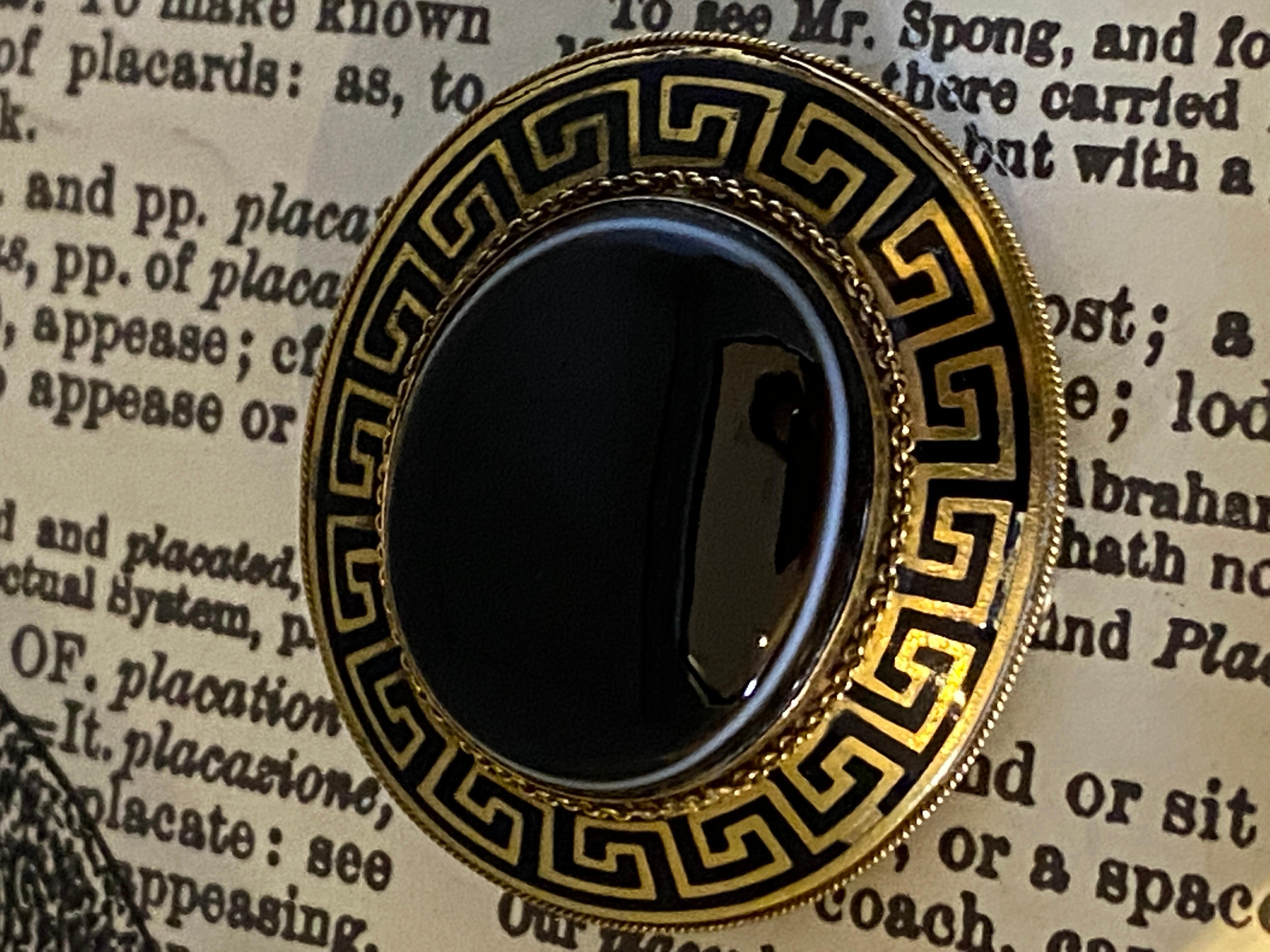This extraordinary piece is a Mourning (Memorial) Brooch, 
dating back to mid-Victorian period - circa 1870's, 
yet it's in remarkable condition 

~~~

Of English provenance, 
this piece is set with a Banded Agate, 
measuring 28mm x 23mm 
surrounded