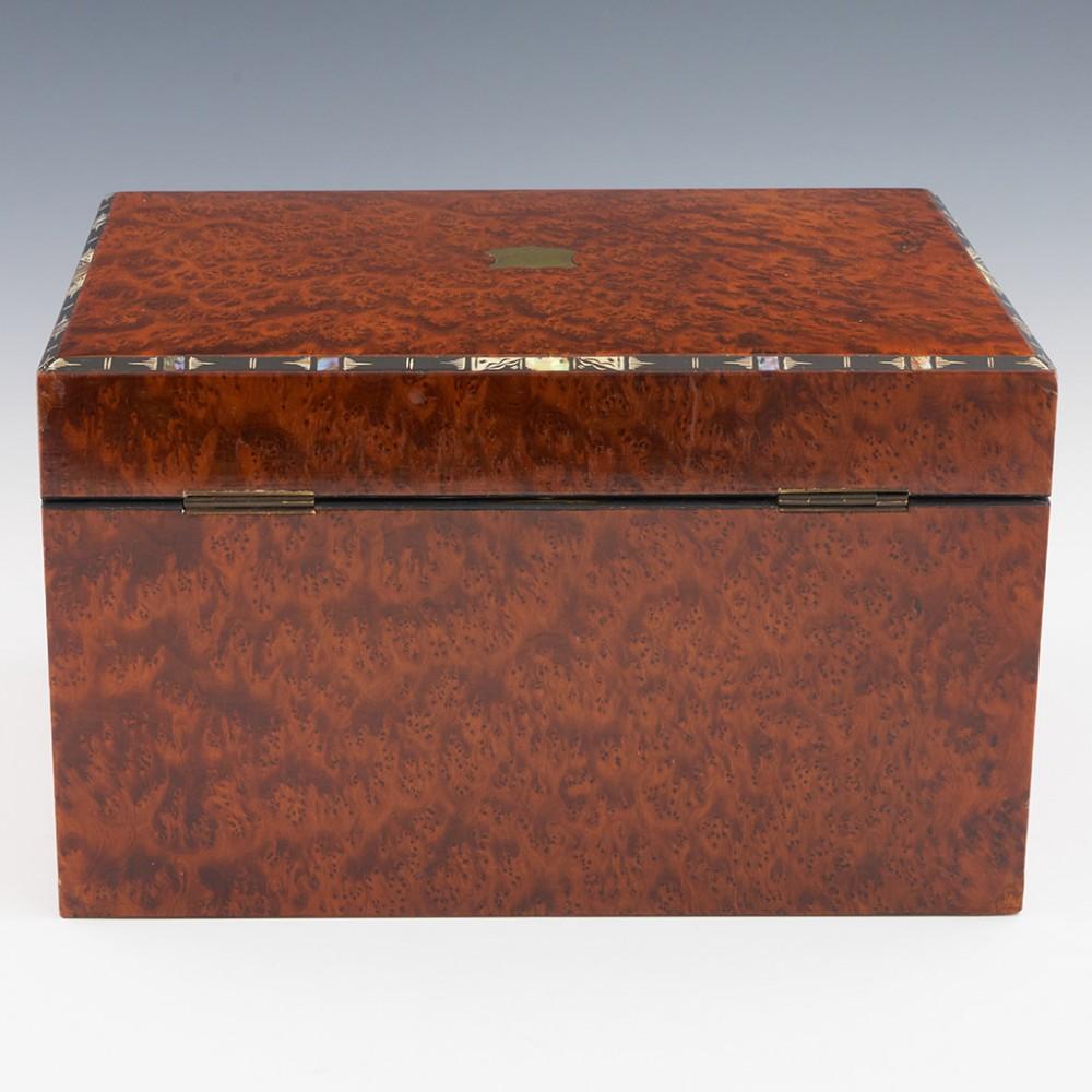 British Mid Victorian Amboyana Ladies Jewellery Box and Writing Slope c1860 For Sale