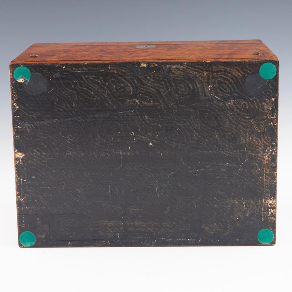 Wood Mid Victorian Amboyana Ladies Jewellery Box and Writing Slope c1860 For Sale