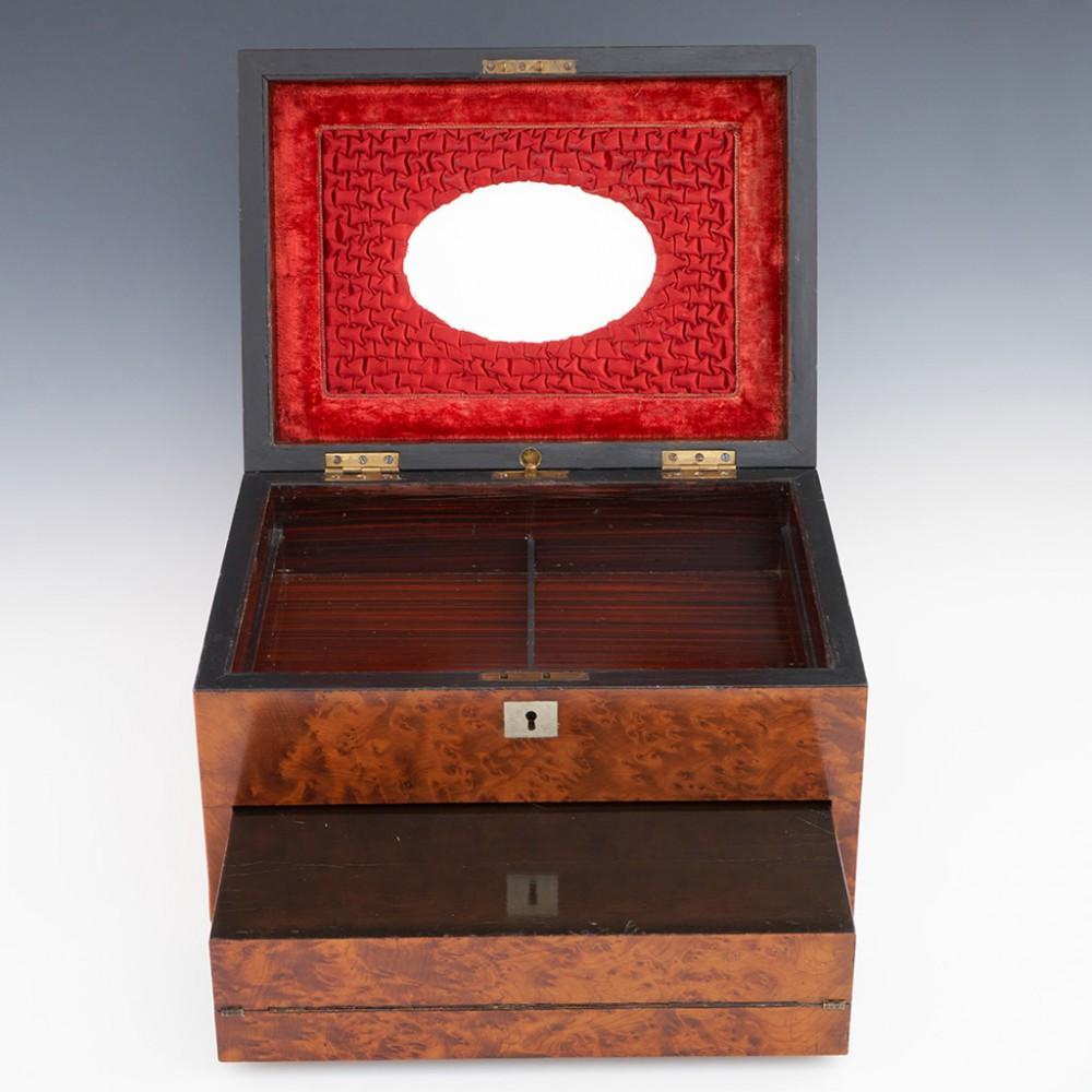 Mid Victorian Amboyana Ladies Jewellery Box and Writing Slope c1860 For Sale 2