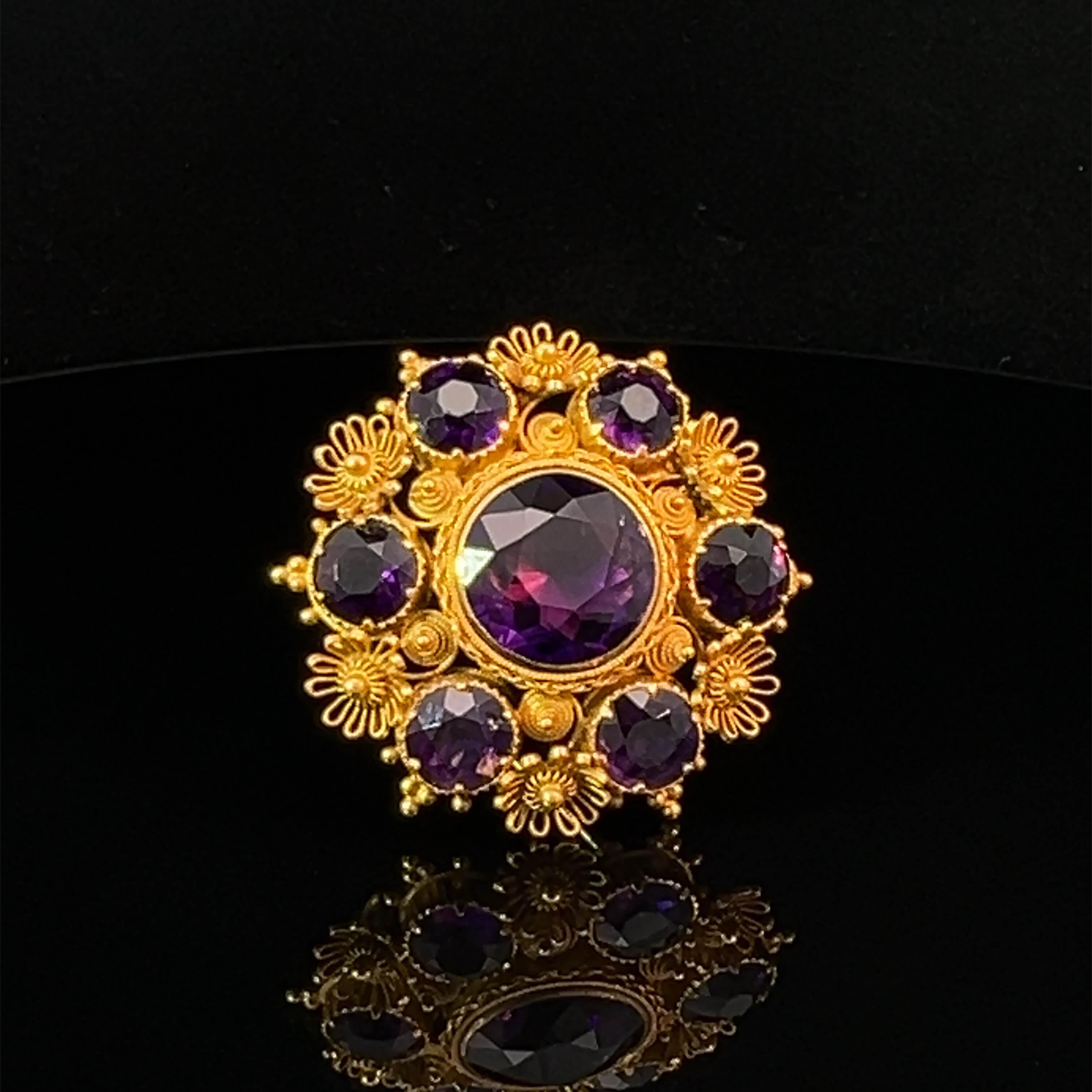 Women's or Men's Mid-Victorian Amethyst Brooch Circa 1860
