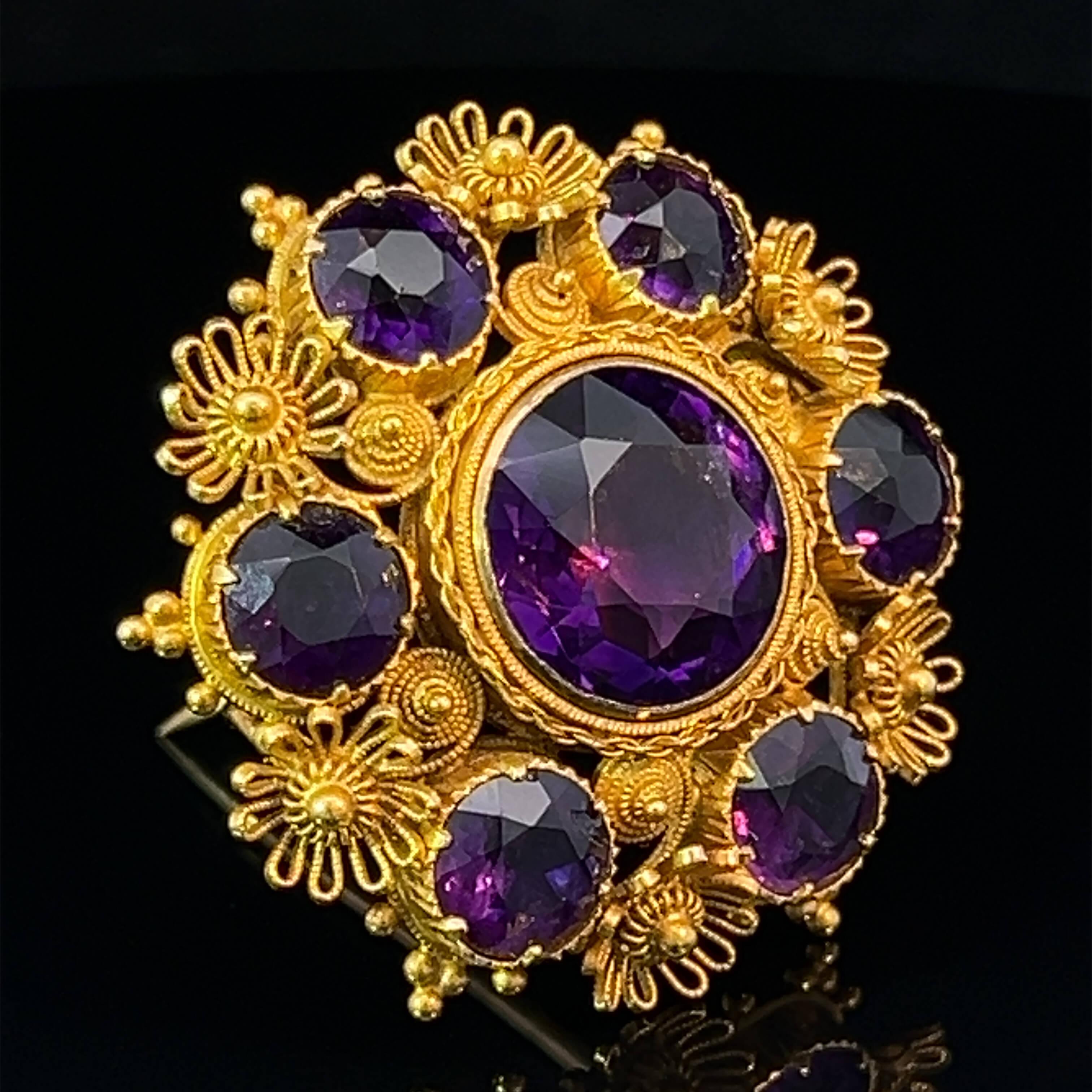 Mid-Victorian Amethyst Brooch Circa 1860 2
