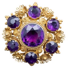 Antique Mid-Victorian Amethyst Brooch Circa 1860