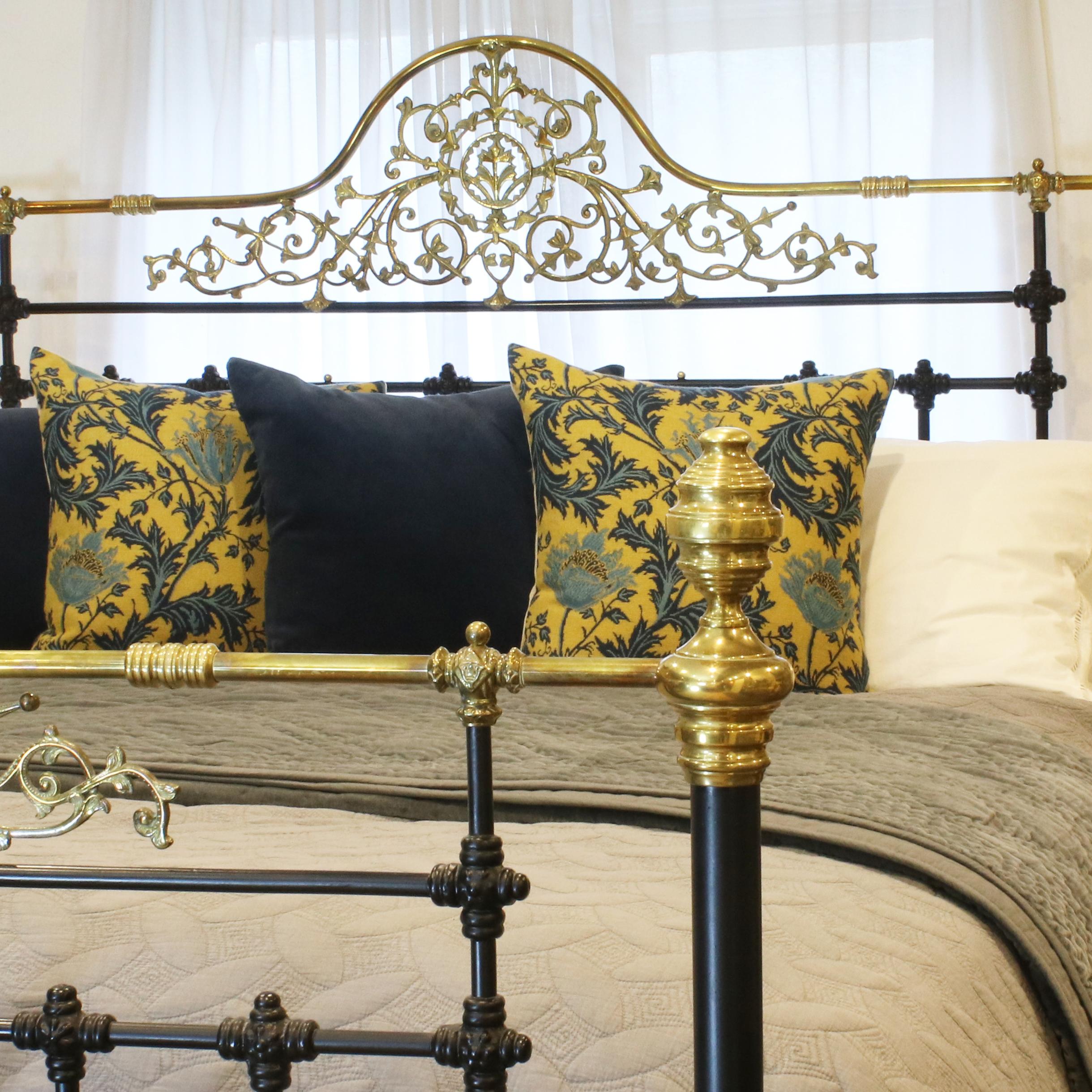 Magnificent mid-Victorian cast iron bed, with superbly cast brass plaques in head and foot panels.

This bed accepts a British Super King Size or Californian King Size (6ft wide, 72 inches or 180cm) base and mattress.

The price is for the bed frame