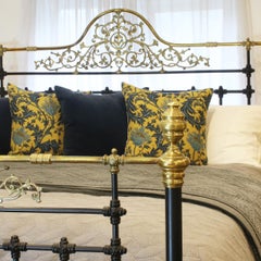 Mid-Victorian Antique Bed in Black, MSK52