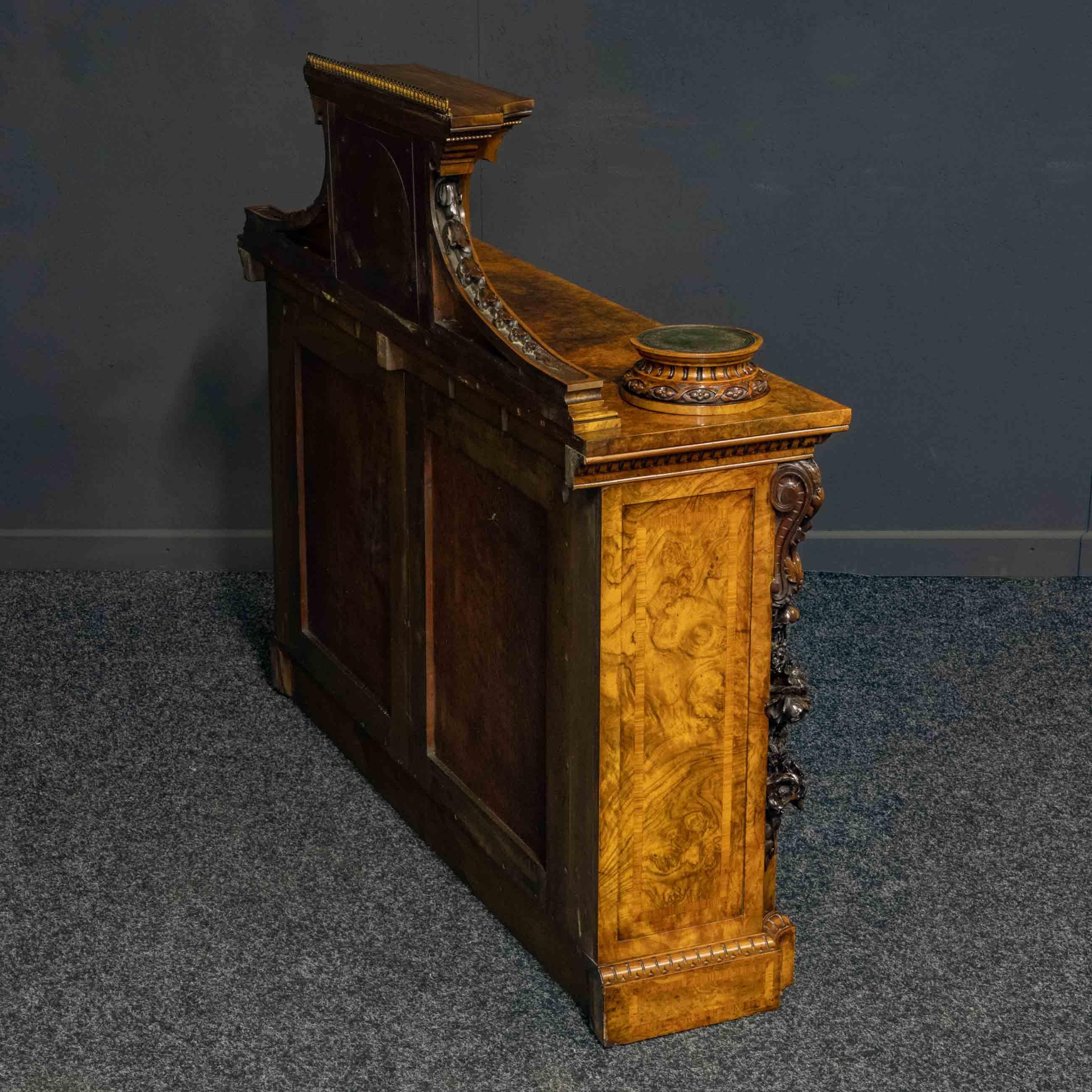 Mid-Victorian Burr Walnut Bookcase 9