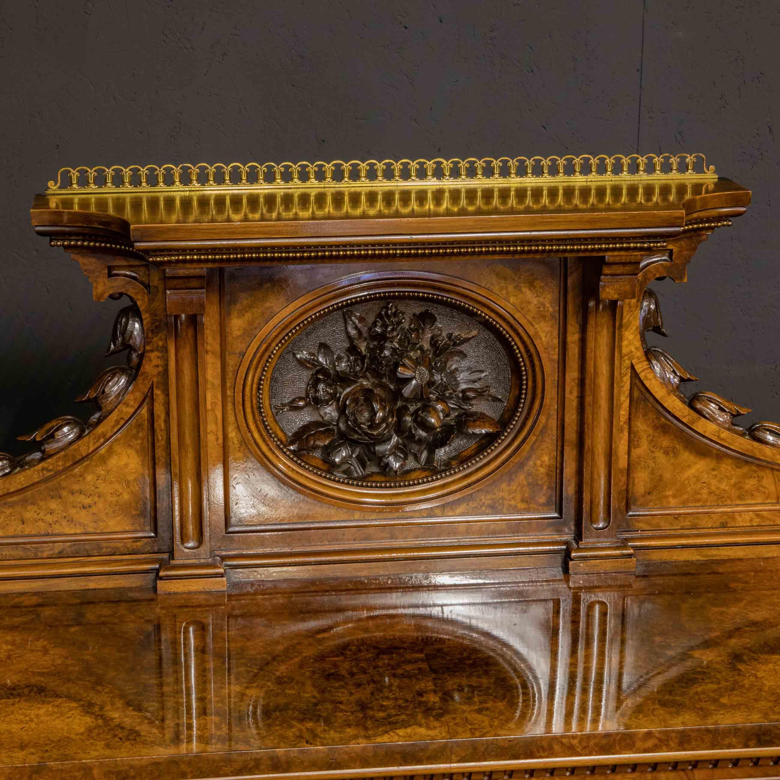 Mid-Victorian Burr Walnut Bookcase 1