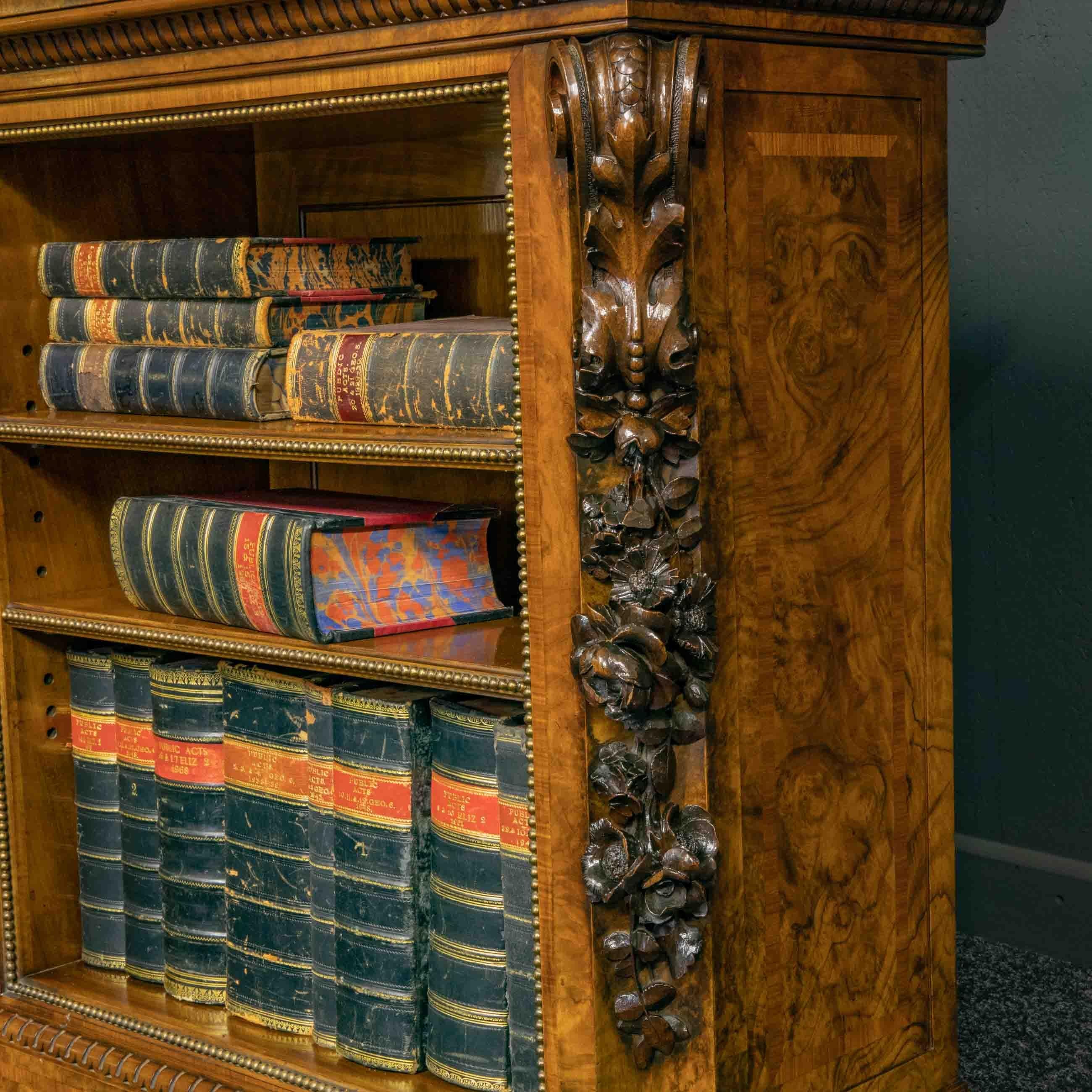 Mid-Victorian Burr Walnut Bookcase 2