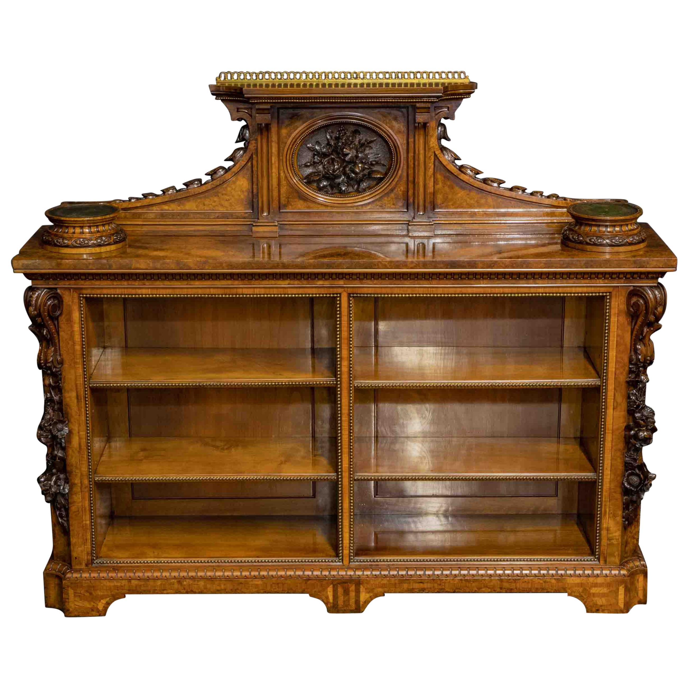 Mid-Victorian Burr Walnut Bookcase