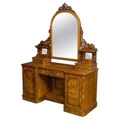 Antique Mid Victorian Burr Walnut Dressing Table