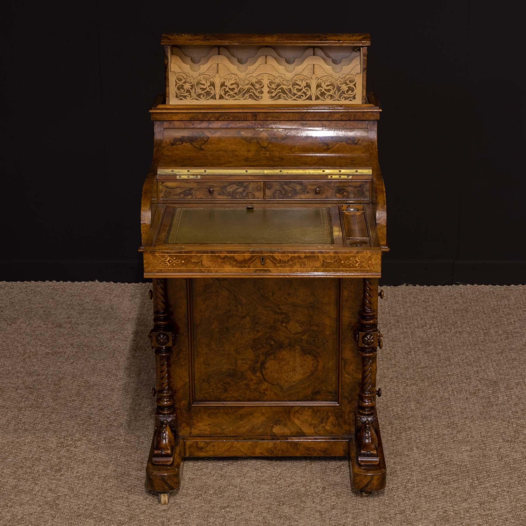 Mid Victorian Burr Walnut Piano Top Davenport For Sale 2