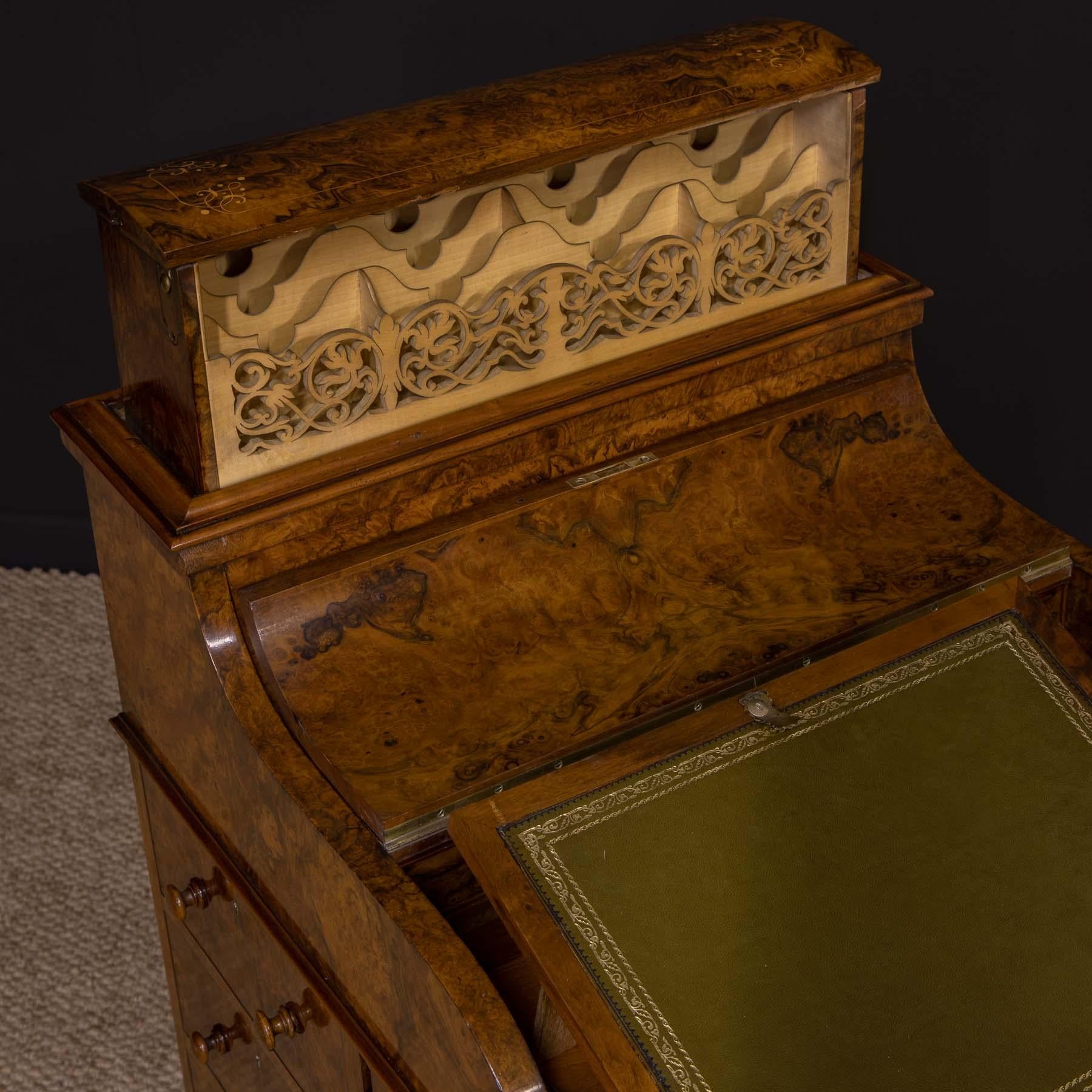 Mid Victorian Burr Walnut Piano Top Davenport For Sale 3