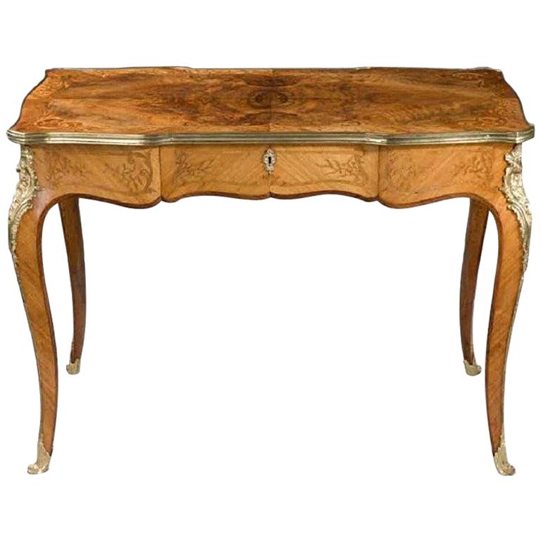 Mid-Victorian Burr Walnut Writing Table For Sale