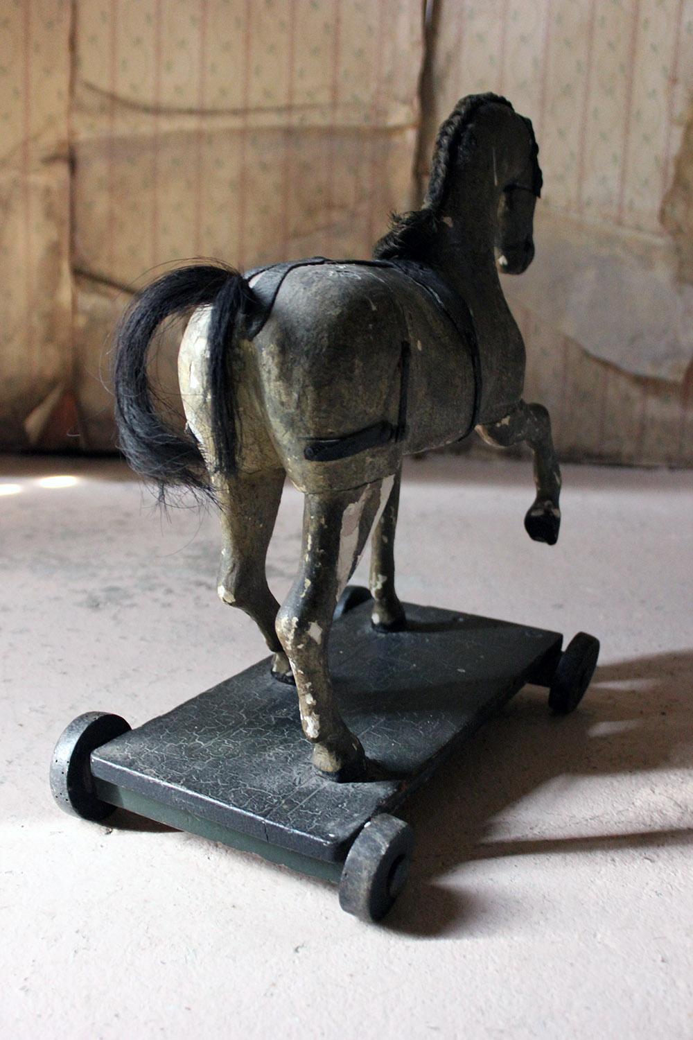Mid-Victorian Carved Pine & Dappled Painted Pull-a-Long Horse, circa 1860-1870 3