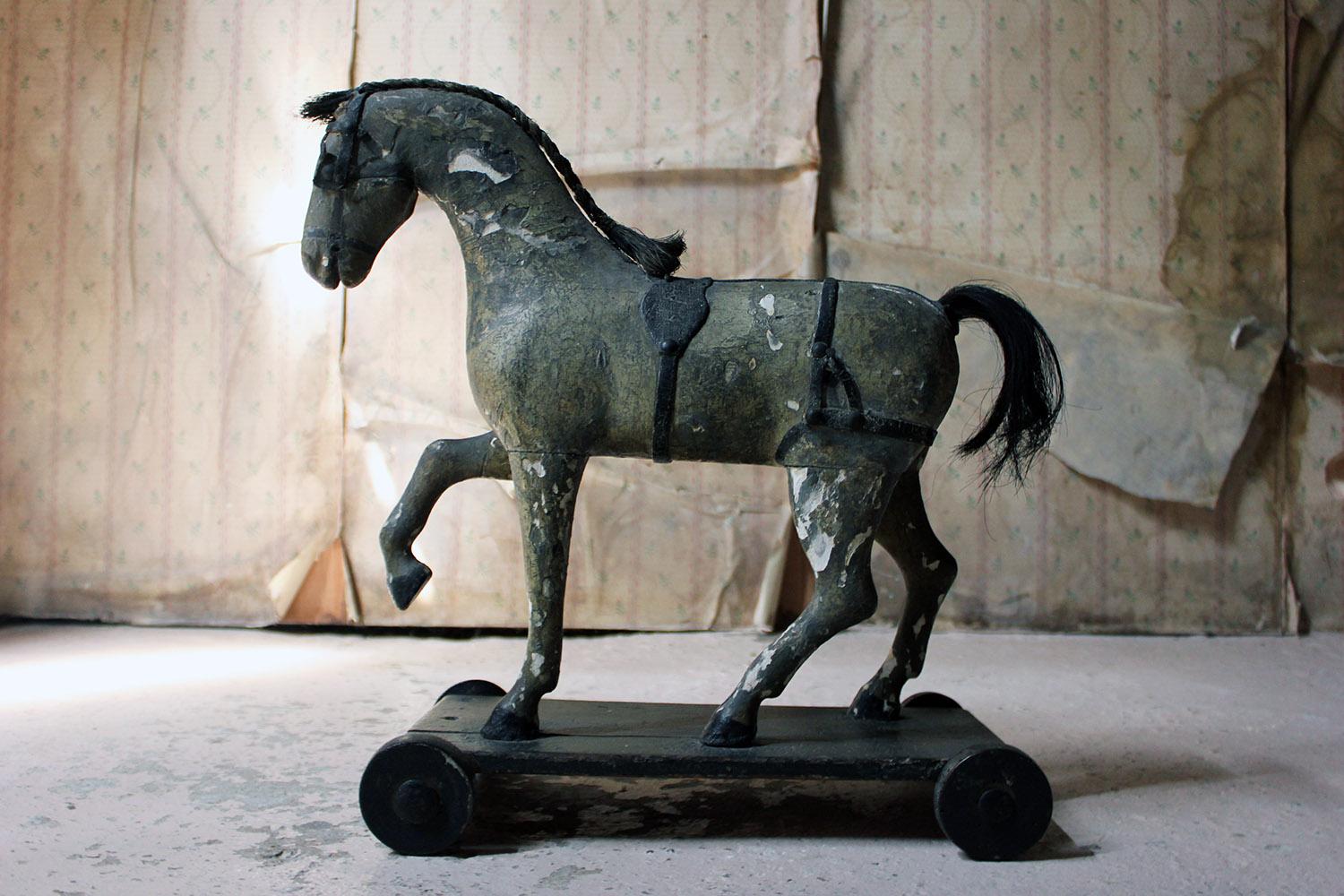 Mid-Victorian Carved Pine & Dappled Painted Pull-a-Long Horse, circa 1860-1870 6