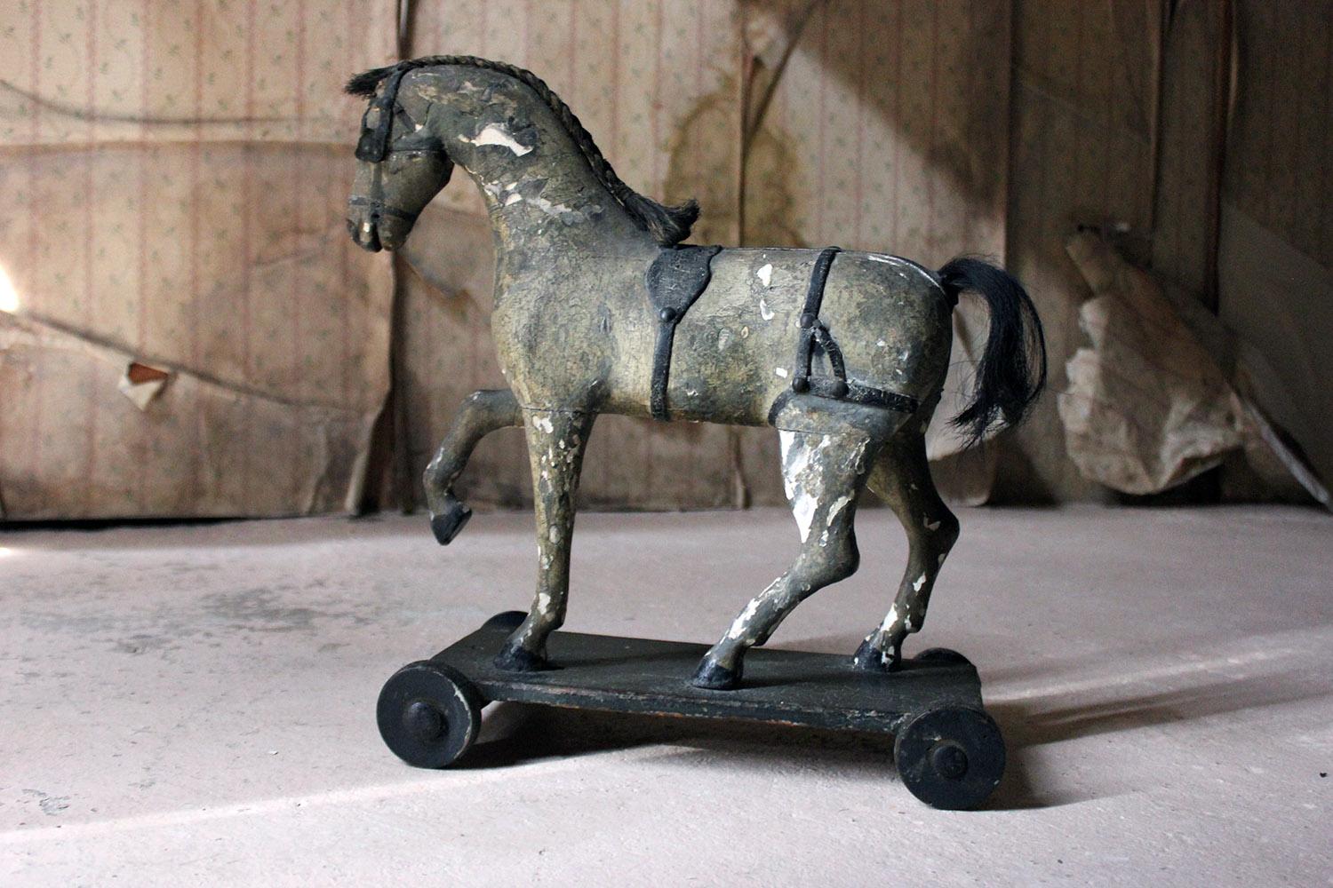 Mid-Victorian Carved Pine & Dappled Painted Pull-a-Long Horse, circa 1860-1870 8