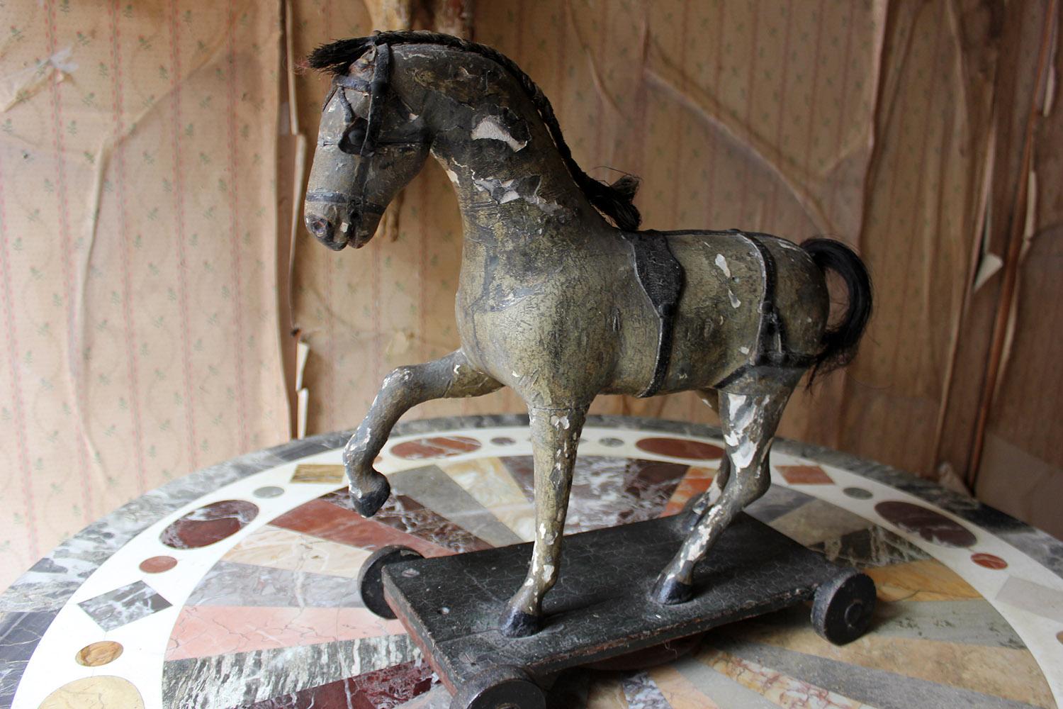 Mid-Victorian Carved Pine & Dappled Painted Pull-a-Long Horse, circa 1860-1870 10