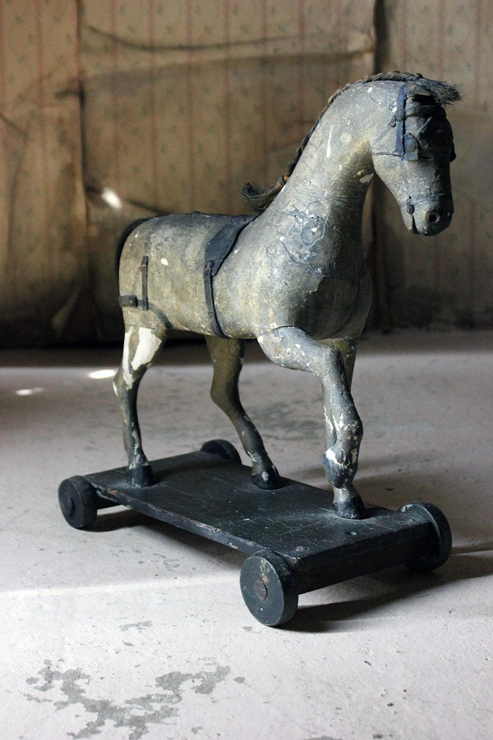 Mid-Victorian Carved Pine & Dappled Painted Pull-a-Long Horse, circa 1860-1870 2