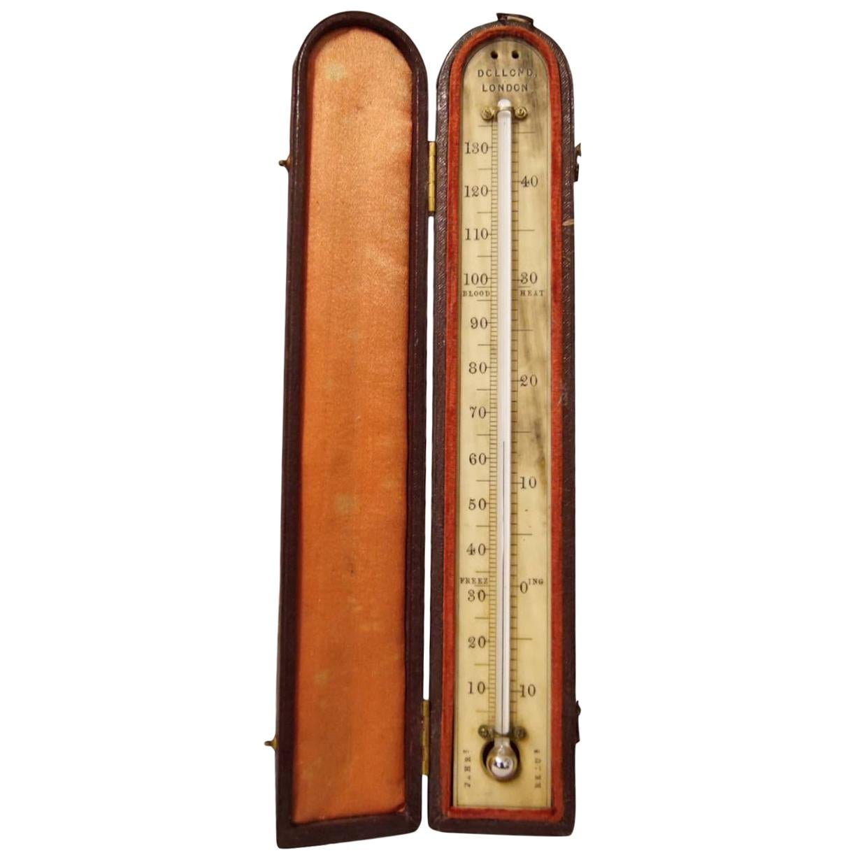 Mid Victorian Cased Travelling Thermometer For Sale