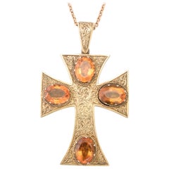 Mid-Victorian Citrine Oversized Cross Pendant Mid-Victorian Citrine Oversized Cross Pendant