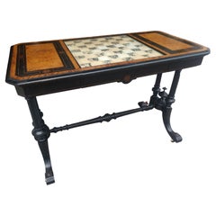 Mid Victorian Eastlake 3 Drawer Game Chess Table C1870