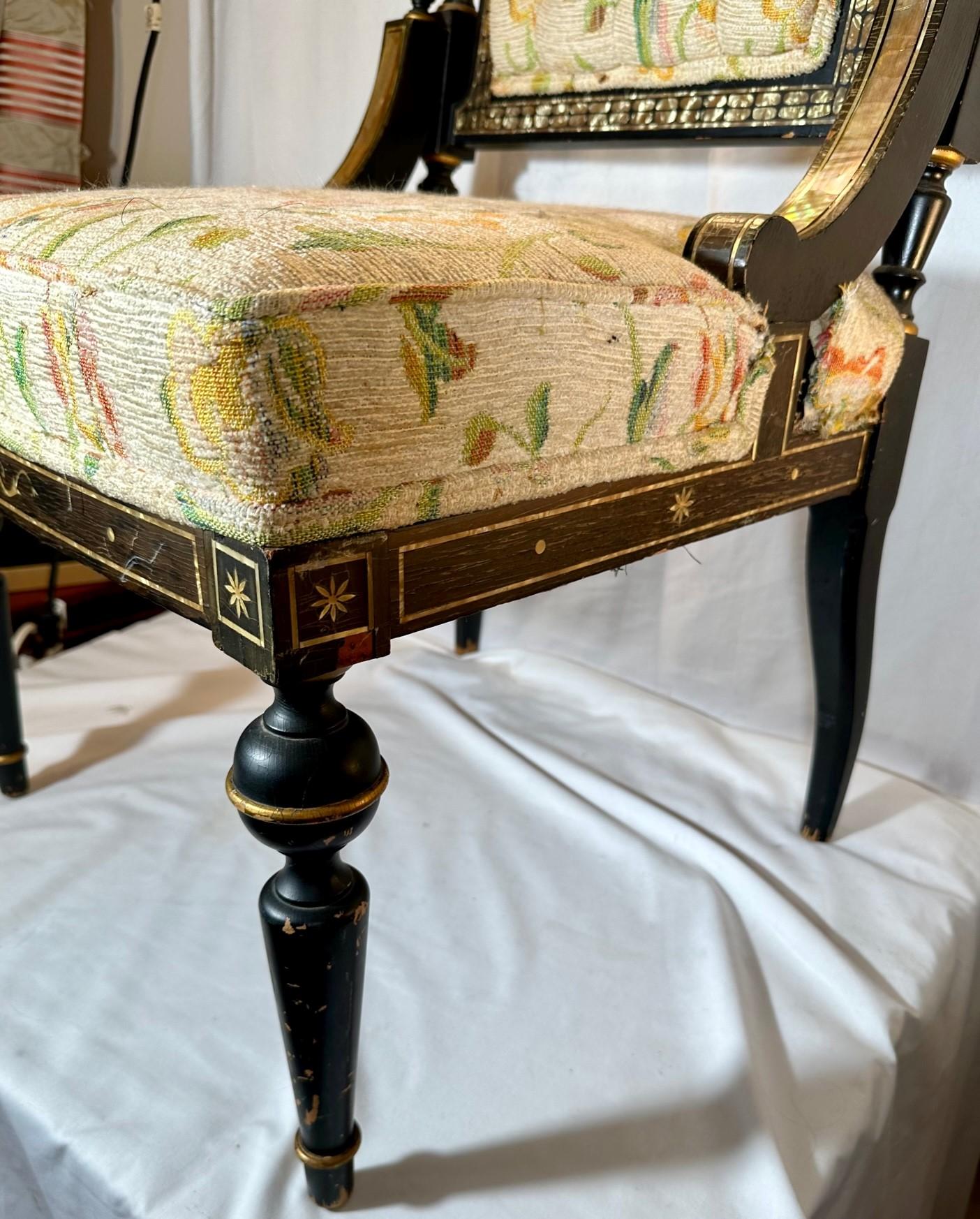 Mid Victorian Ebonized Stuhl mit Perlmutt-Inlay. im Angebot 3