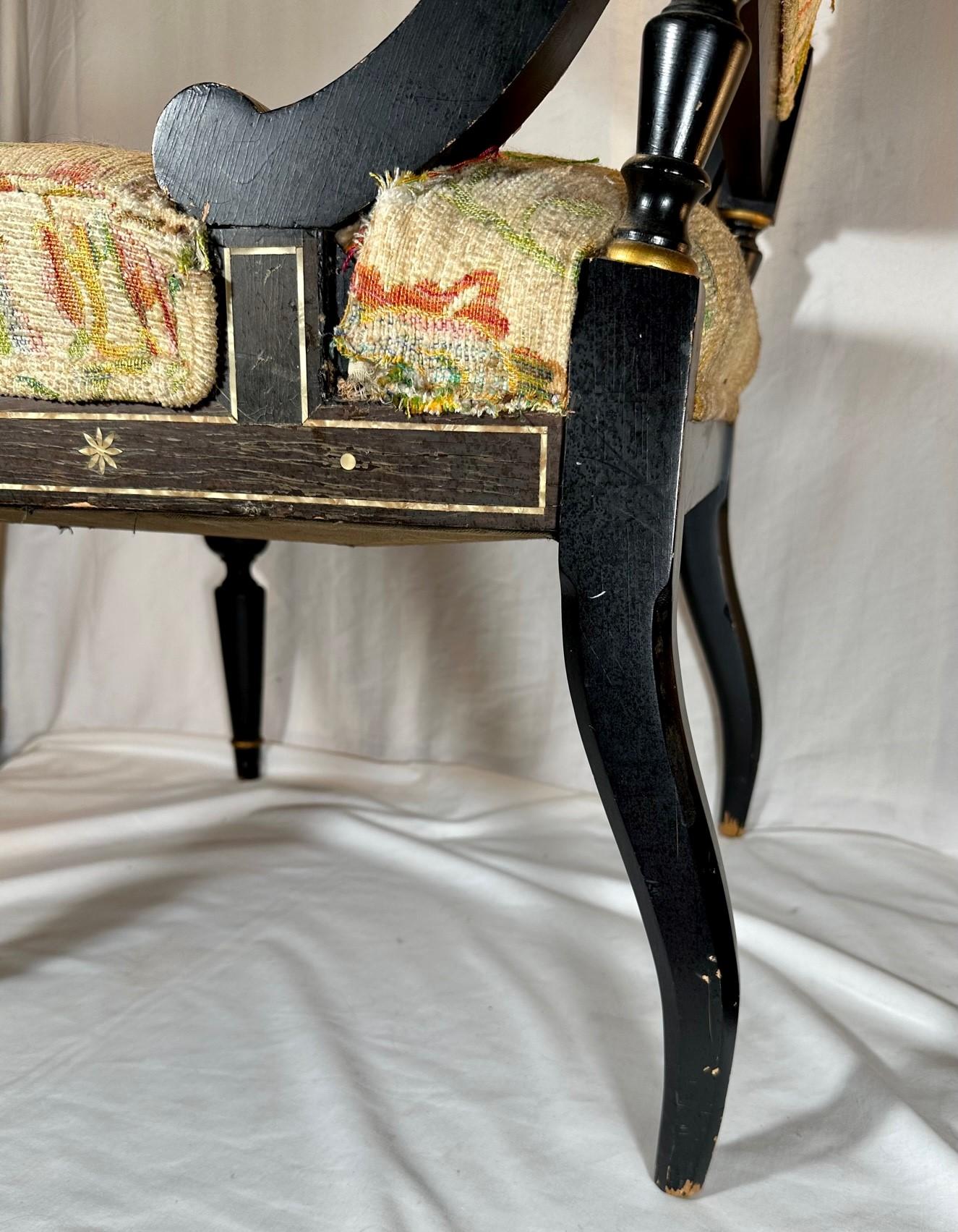 Mid Victorian Ebonized Stuhl mit Perlmutt-Inlay. im Angebot 7