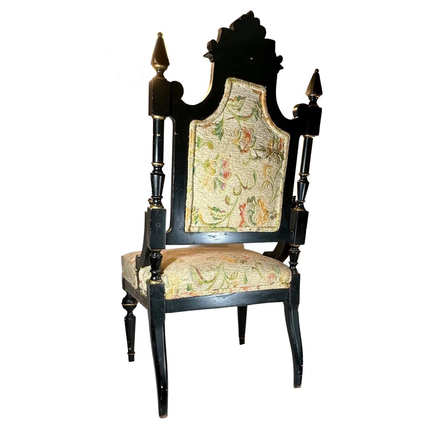 Mid Victorian Ebonized Chair with Mother of Pearl Inlay. For Sale 10