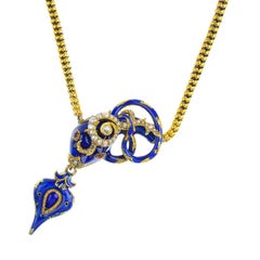 Mid-Victorian Enamel and Diamond Snake Necklace