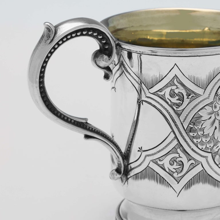 Mid Victorian English Sterling Silver Christening Mug, Birmingham, 1863