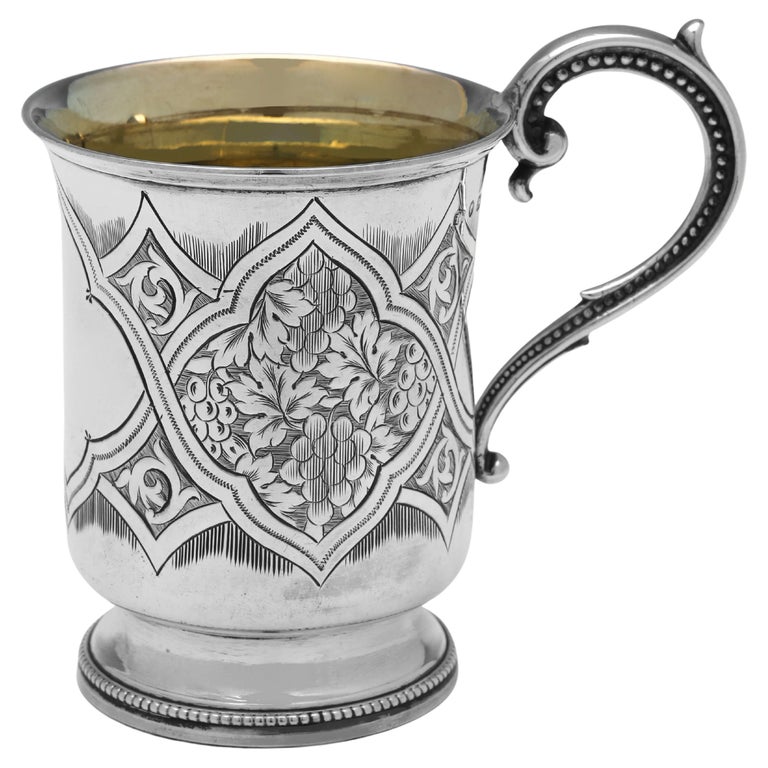Mid Victorian English Sterling Silver Christening Mug, Birmingham, 1863