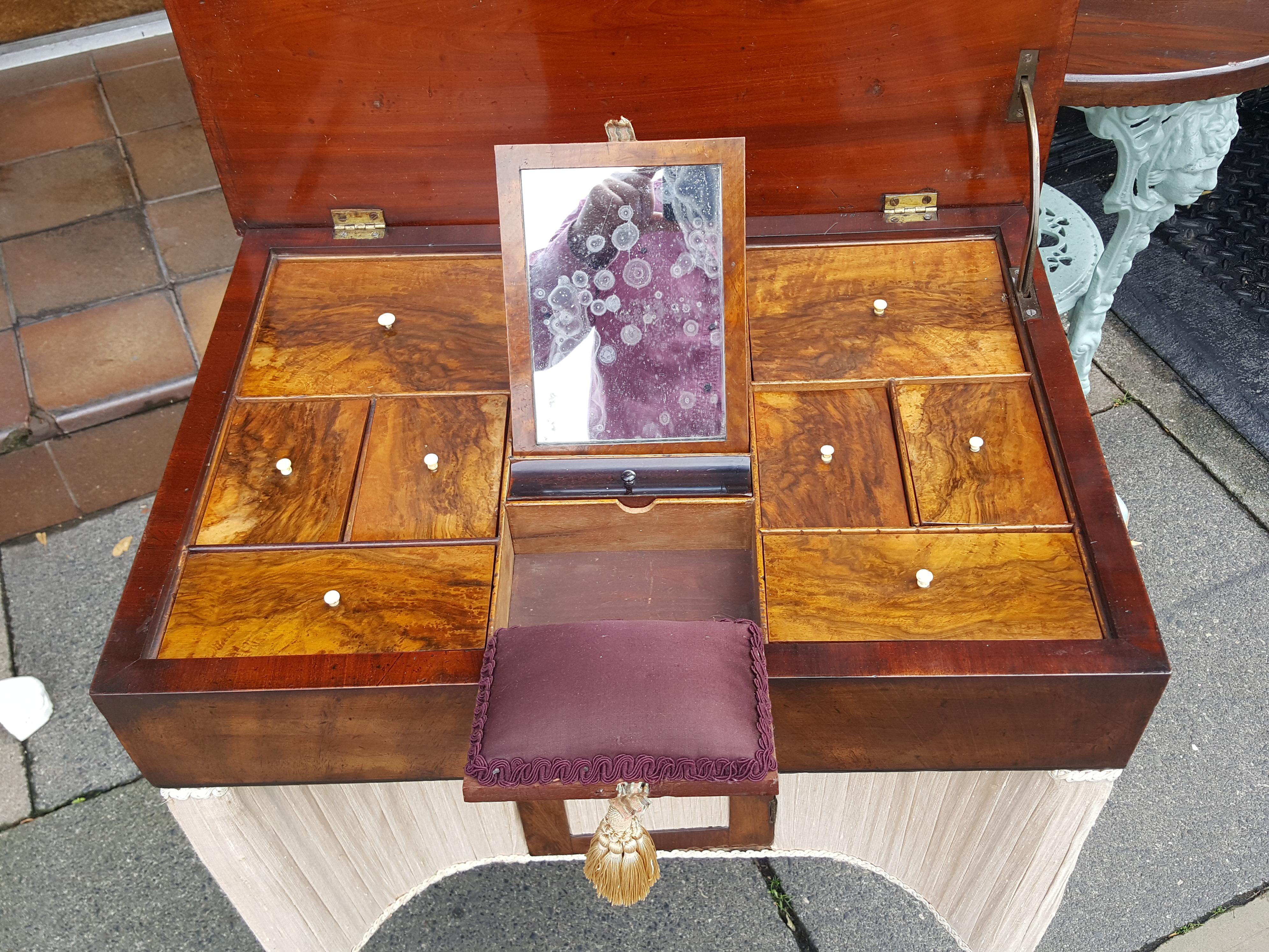 English Mid Victorian Flame Mahogany Work Table