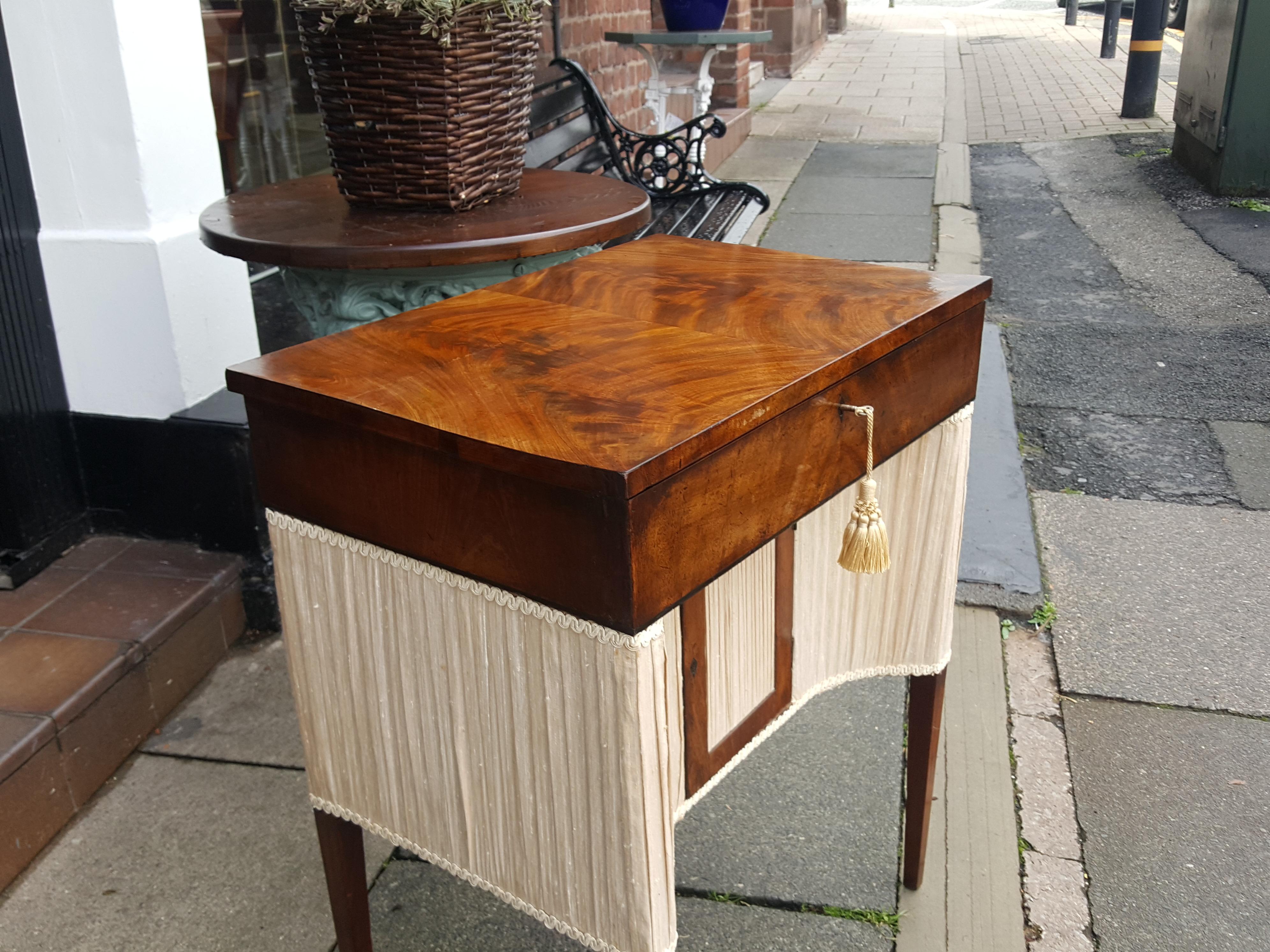 Silk Mid Victorian Flame Mahogany Work Table