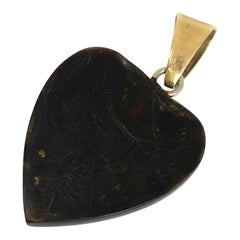 Mid-Victorian Floral Pique Heart Pendant, Circa 1860