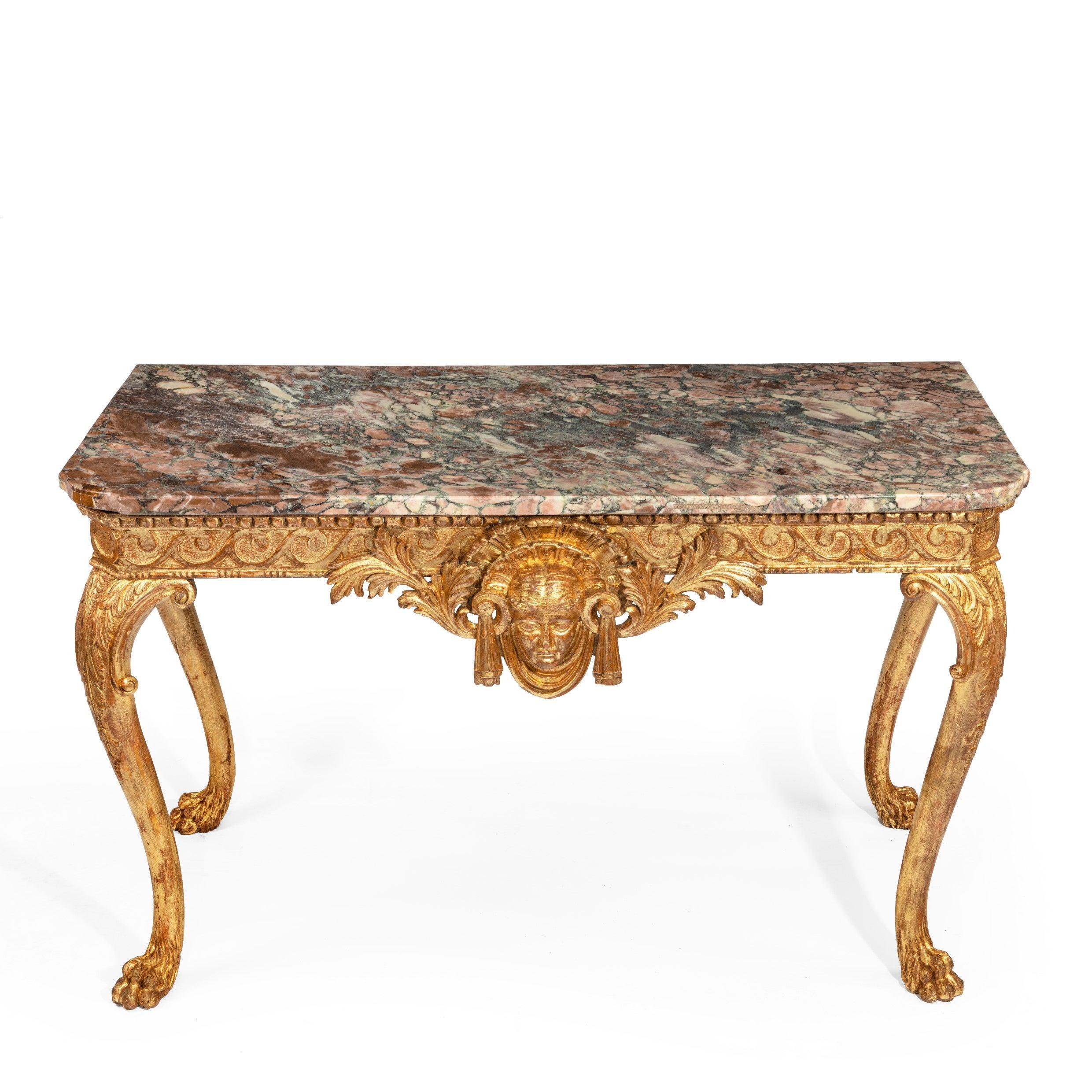 British Mid-Victorian Giltwood Console Table For Sale